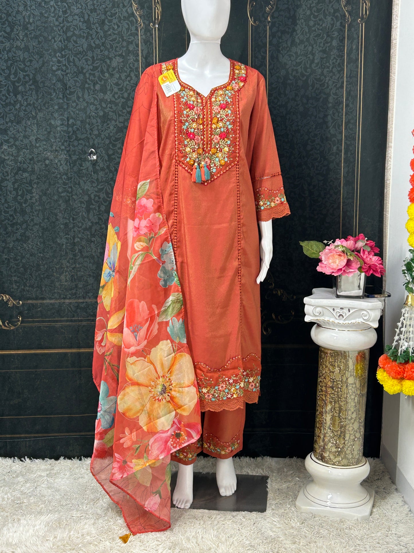 Shimmer silk Kurti pant set