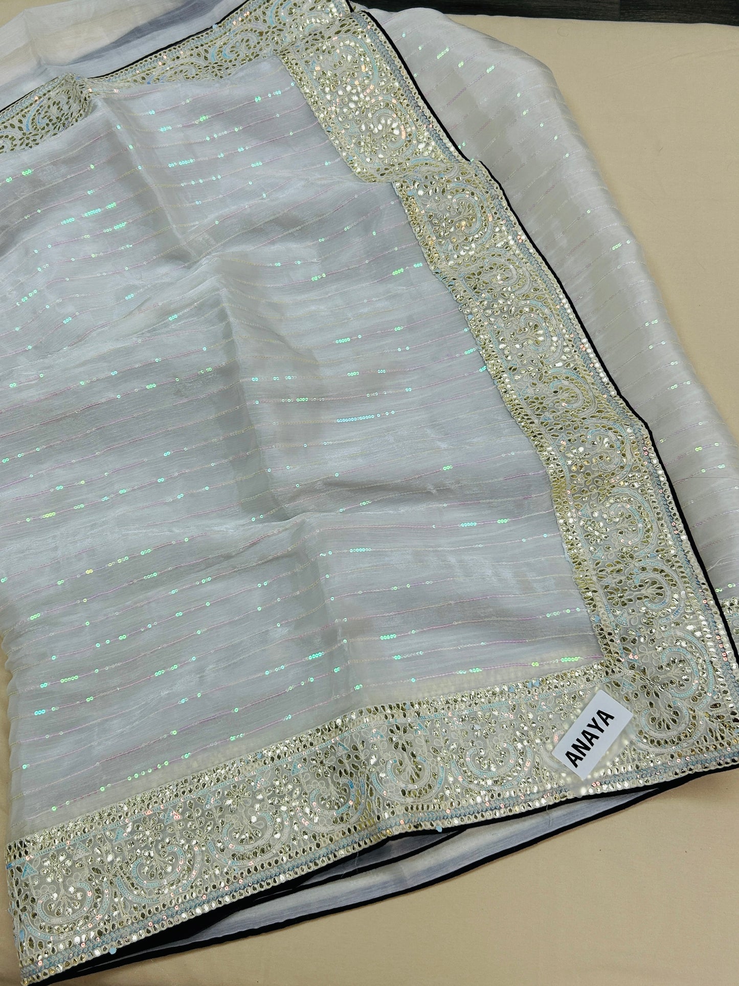 Tissue silk saree with gota Patti work