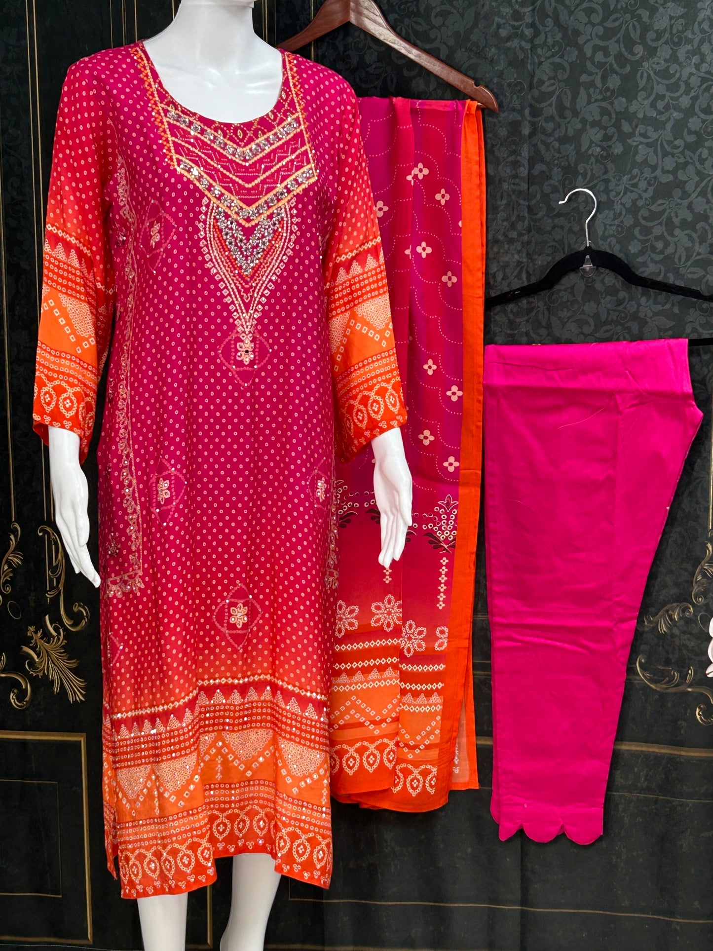 Modal Silk Bandhani Salwar suit
