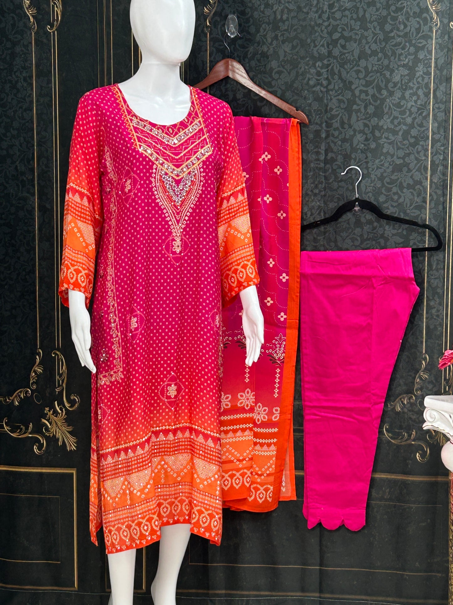 Modal Silk Bandhani Salwar suit