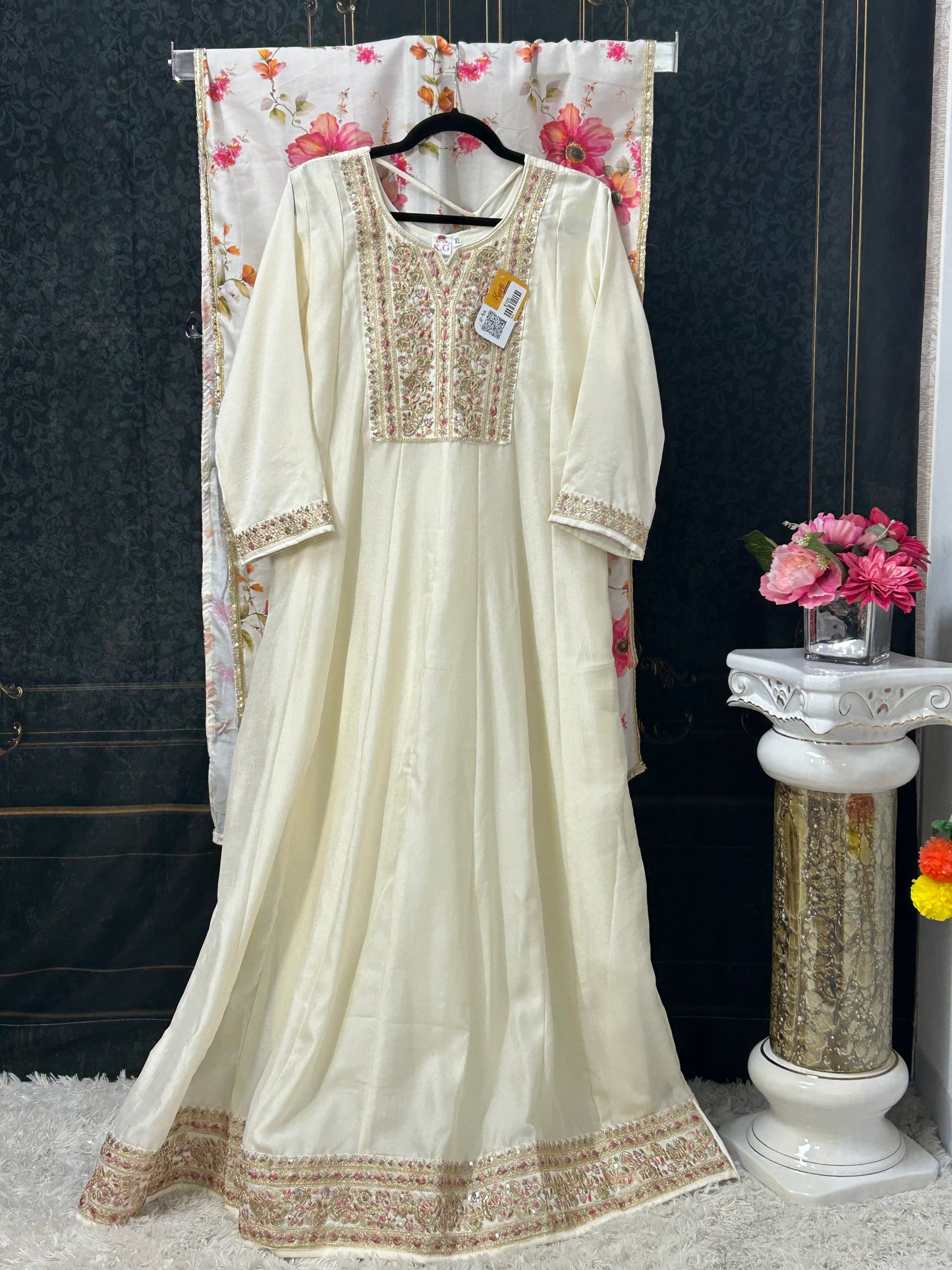 Silk long kurti set