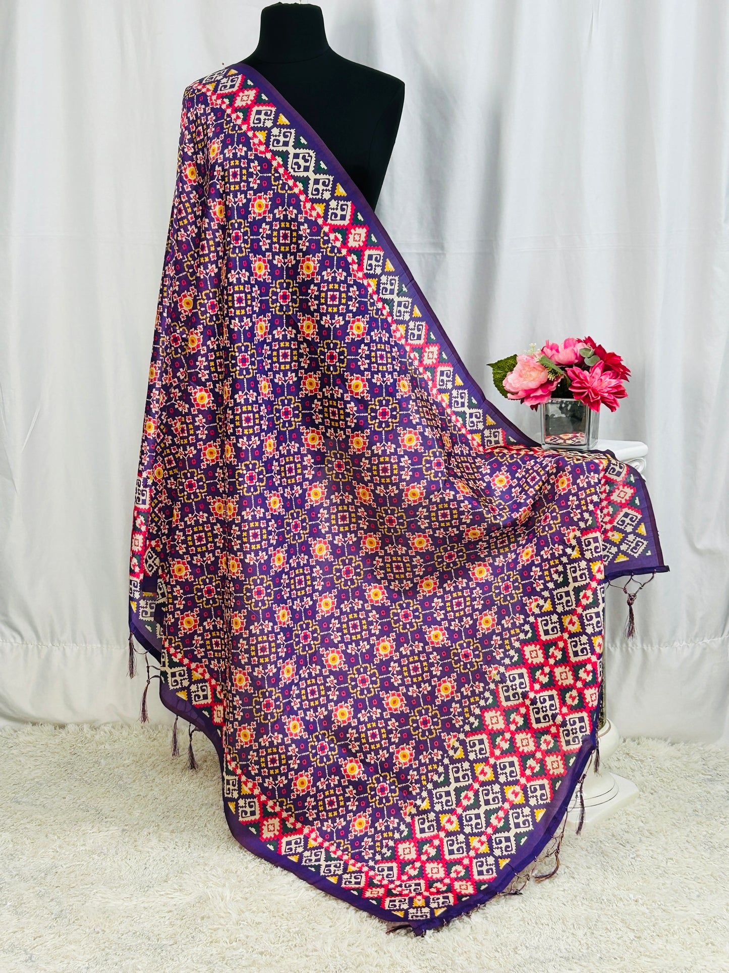 Ikkath print dupatta: purple