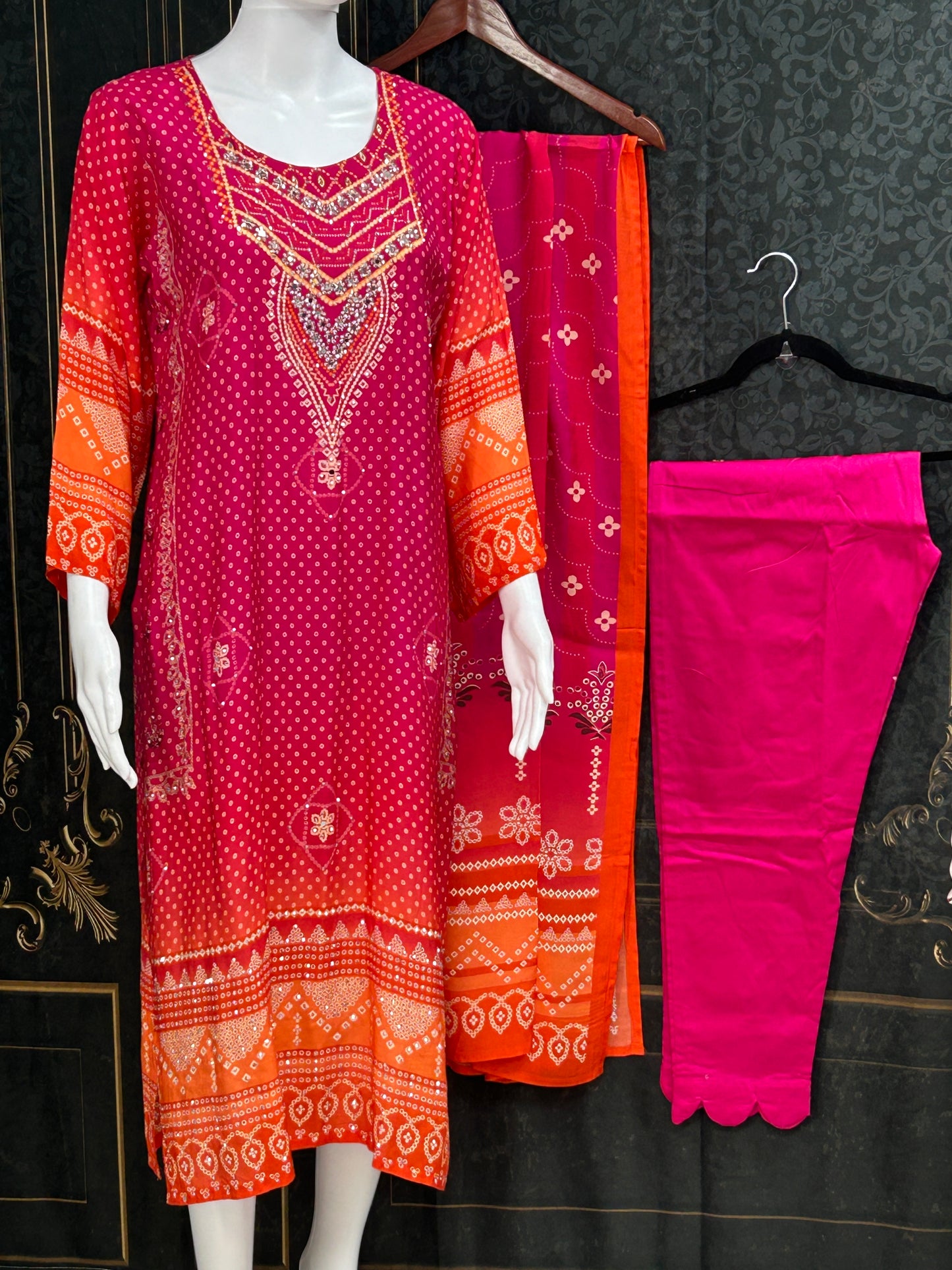 Modal Silk Bandhani Salwar suit