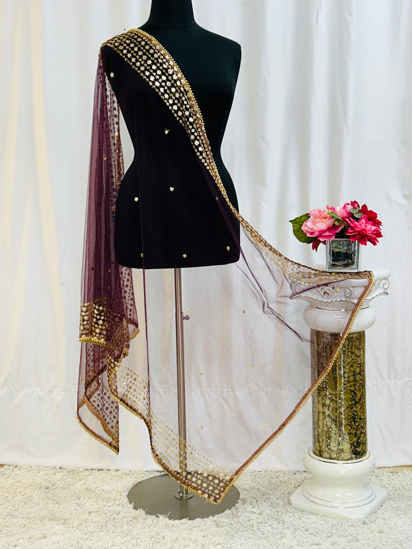 Wine Color : Net Dupatta