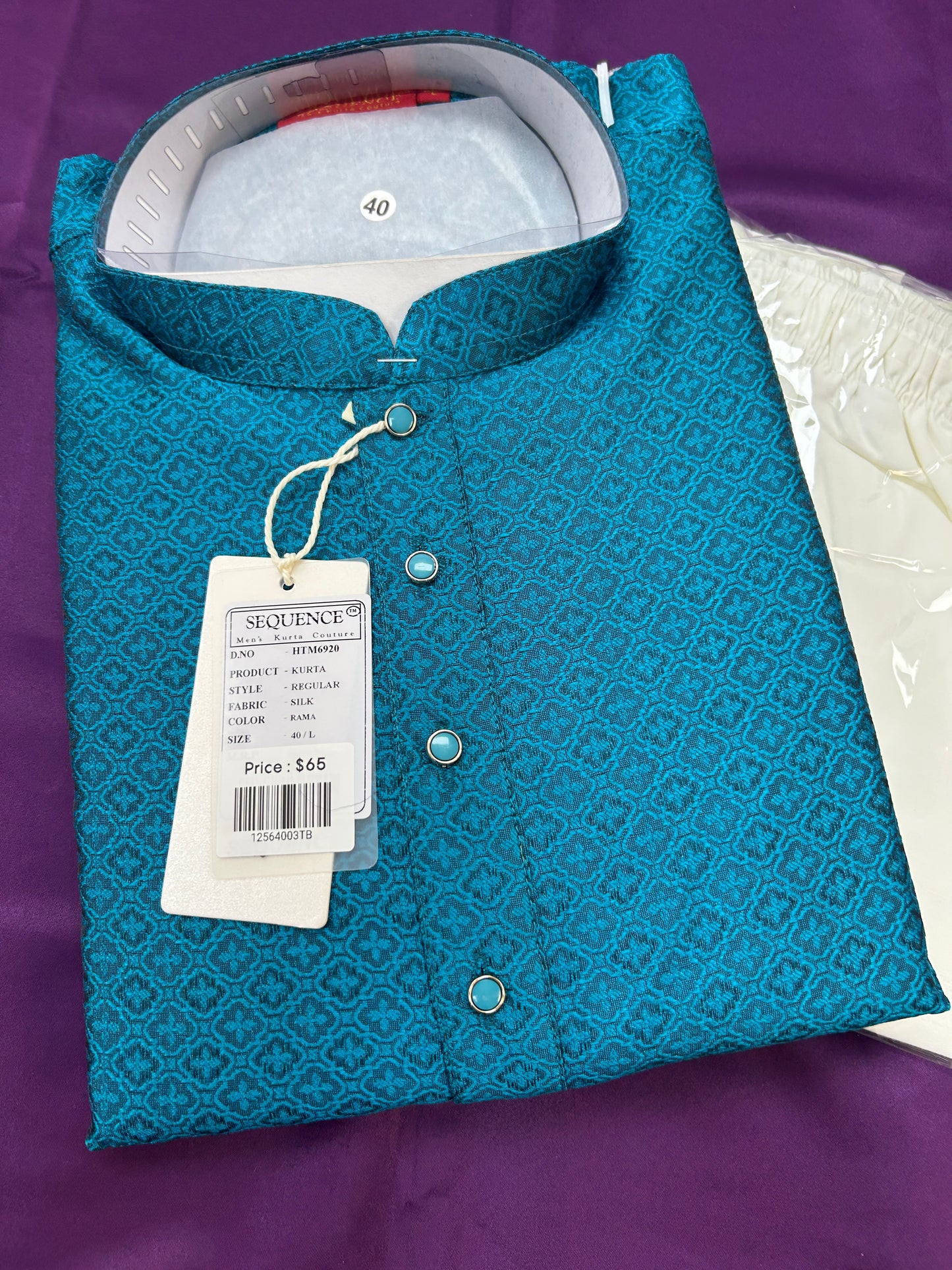 Jacquard silk kurta set