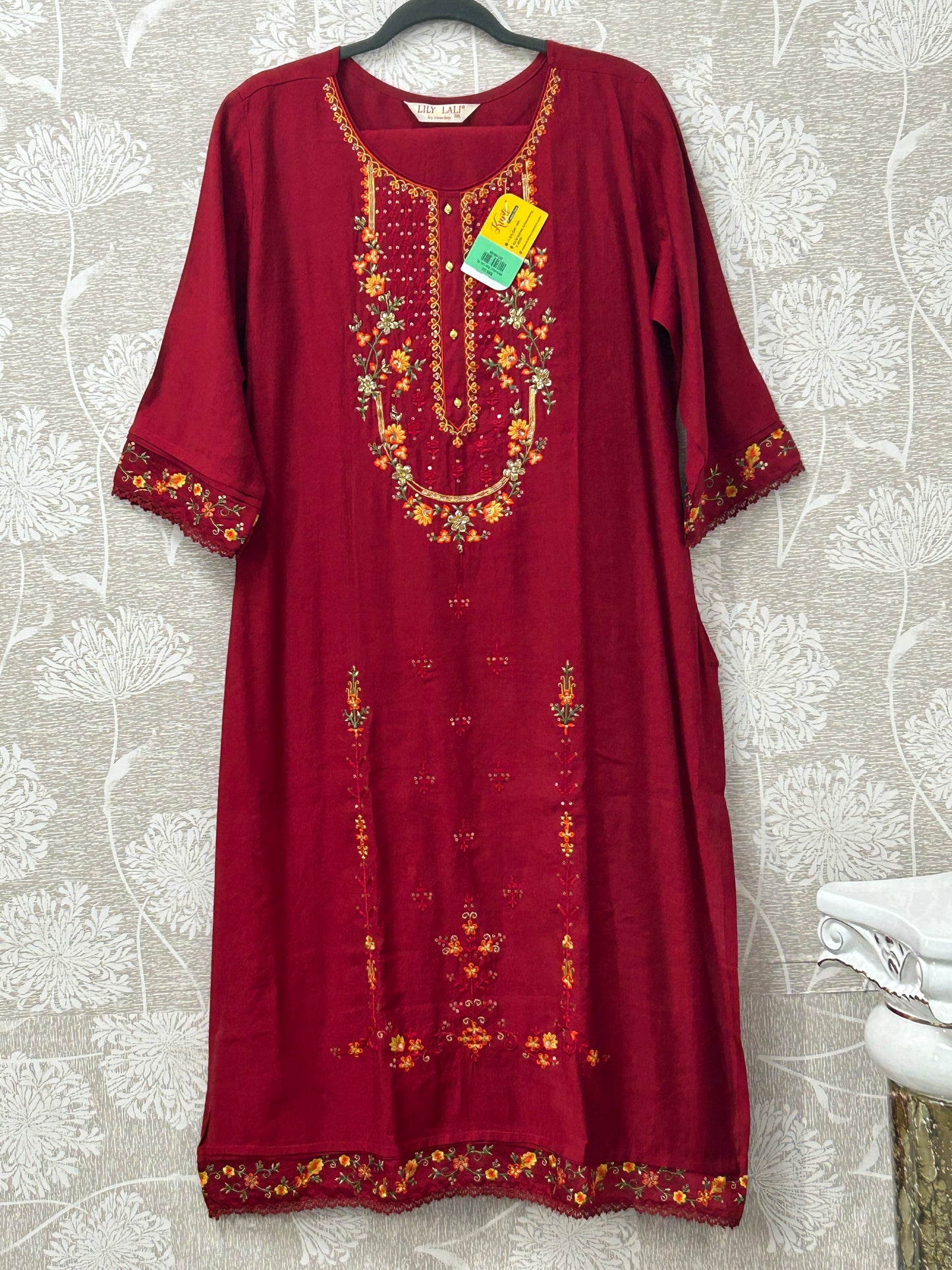 Linen silk Kurti set with banarasi dupatta