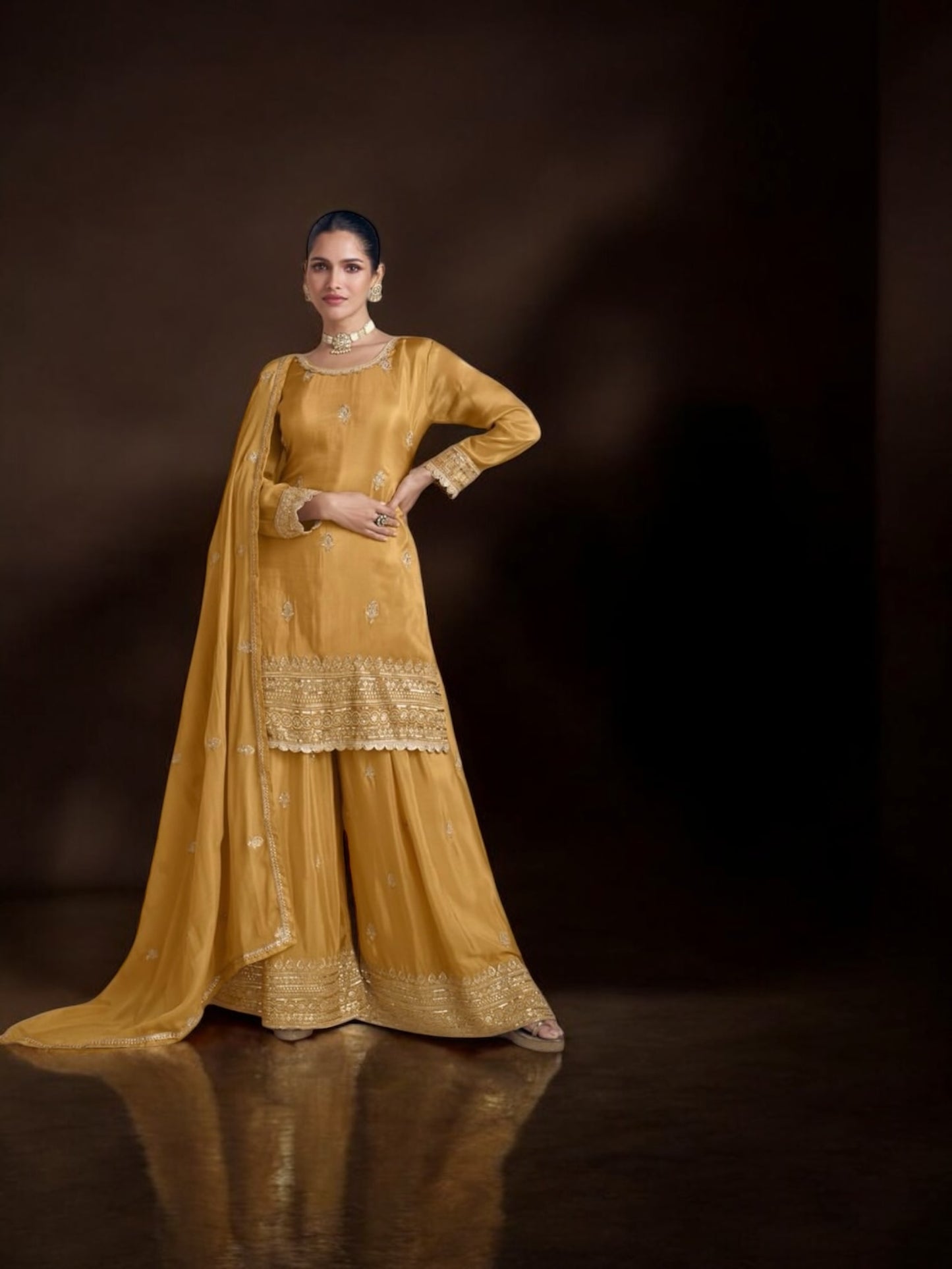 Light yellow sharara set