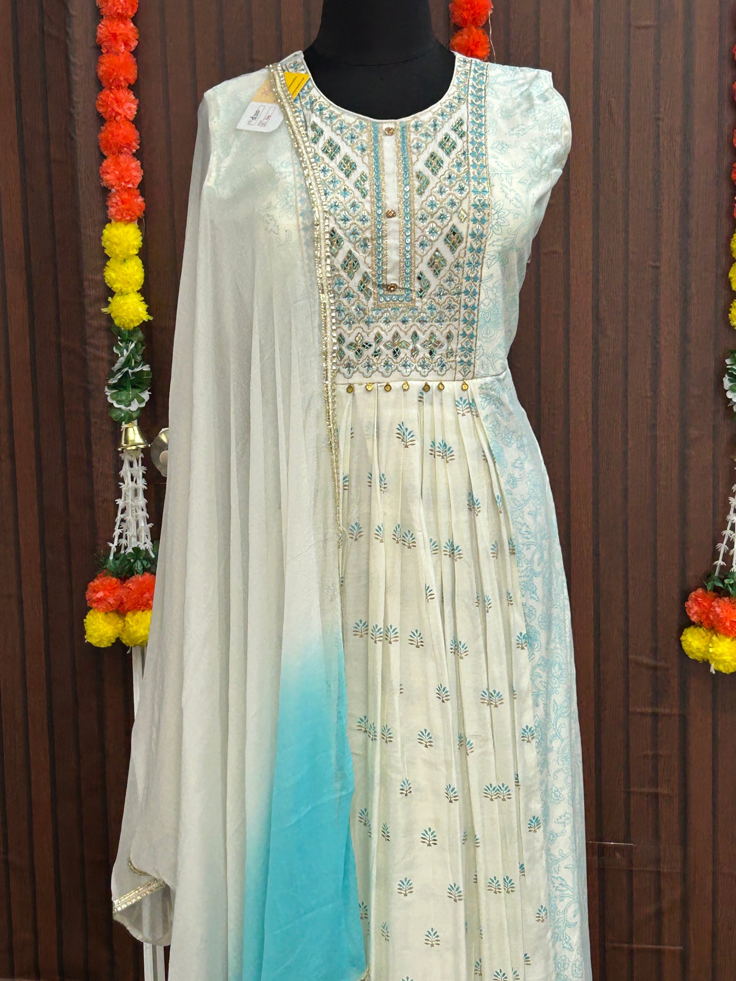 Cotton silk long kurti set