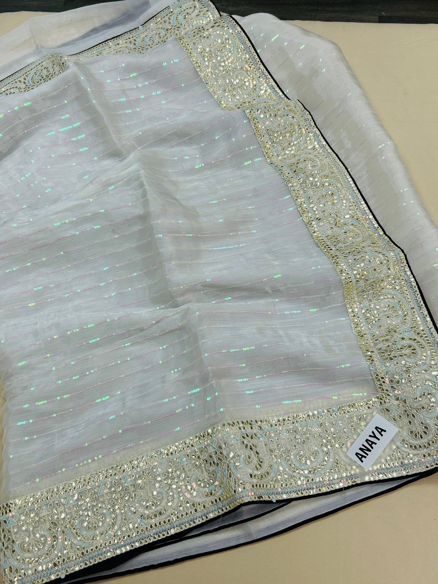 Tissue silk saree with gota Patti work