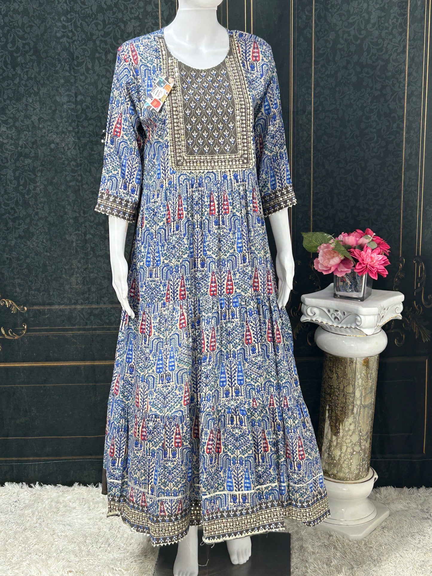 Printed cotton long kurti