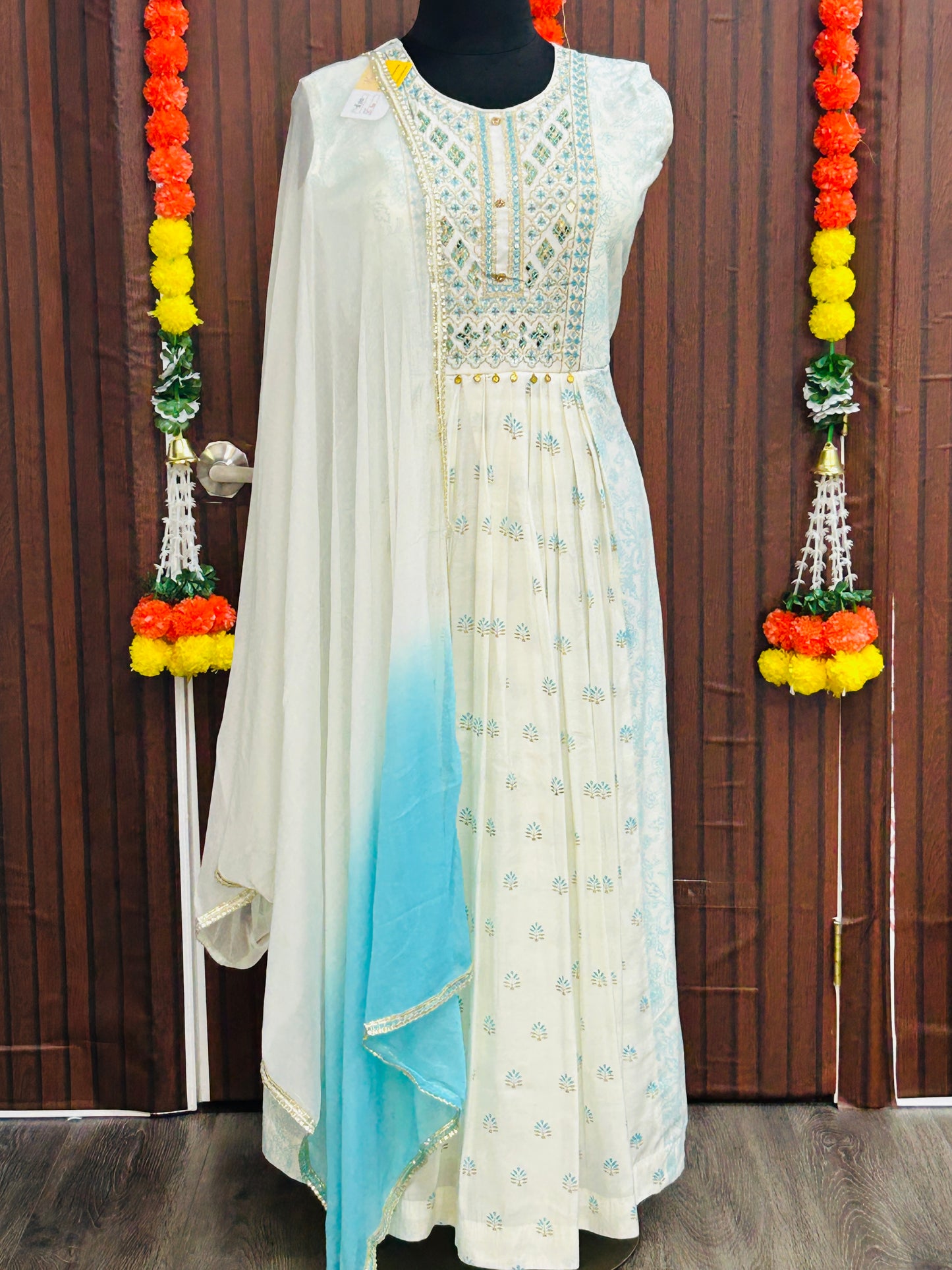 Cotton silk long kurti set