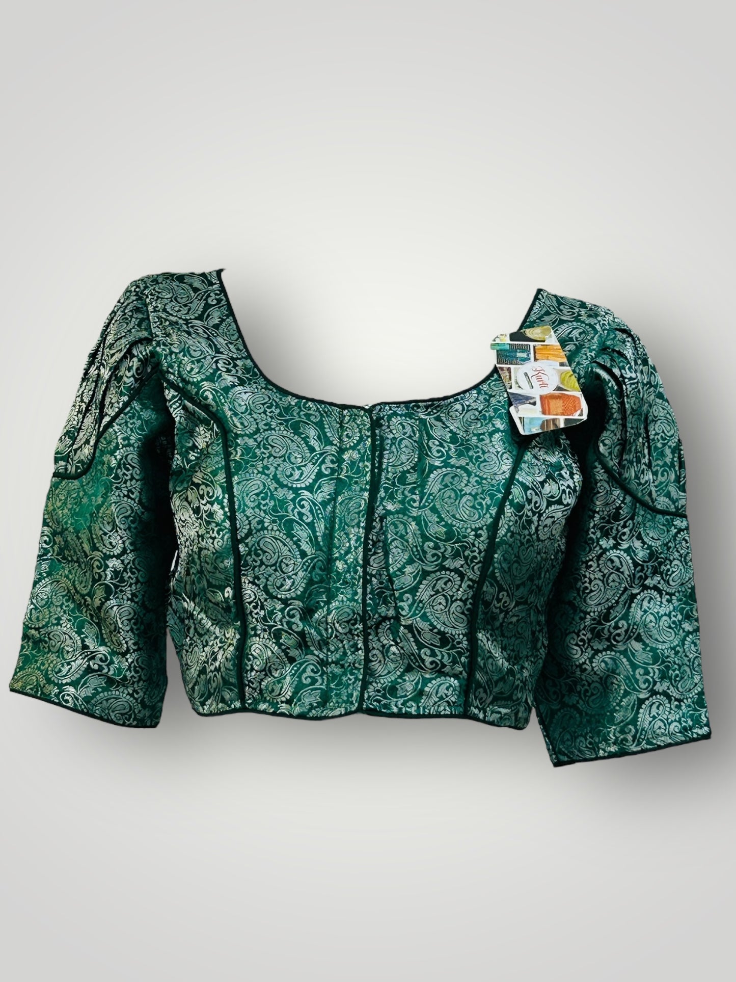 Green- Silver : silk readymade blouse
