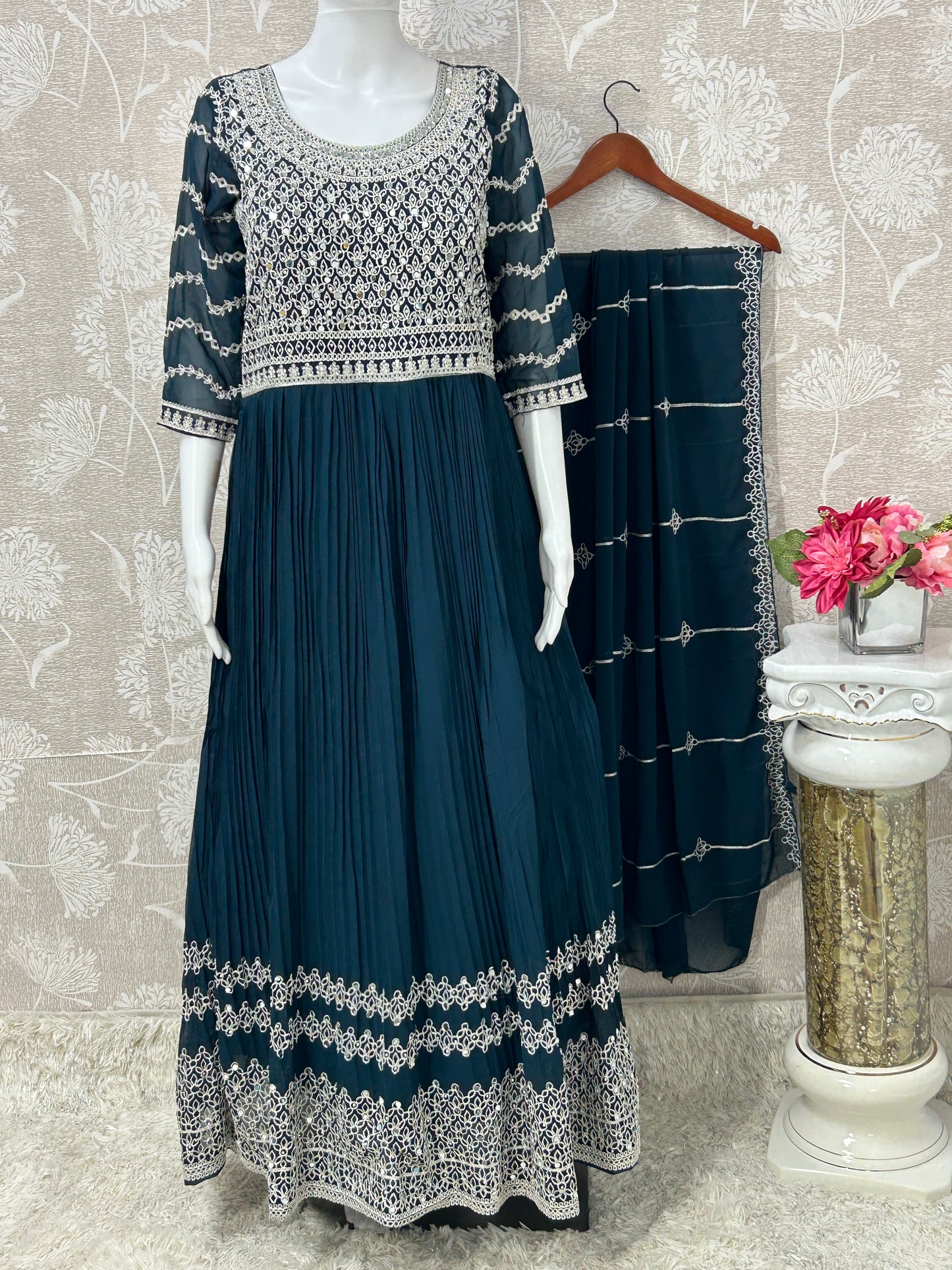 Party wear long gown with dupatta/ Anarkali