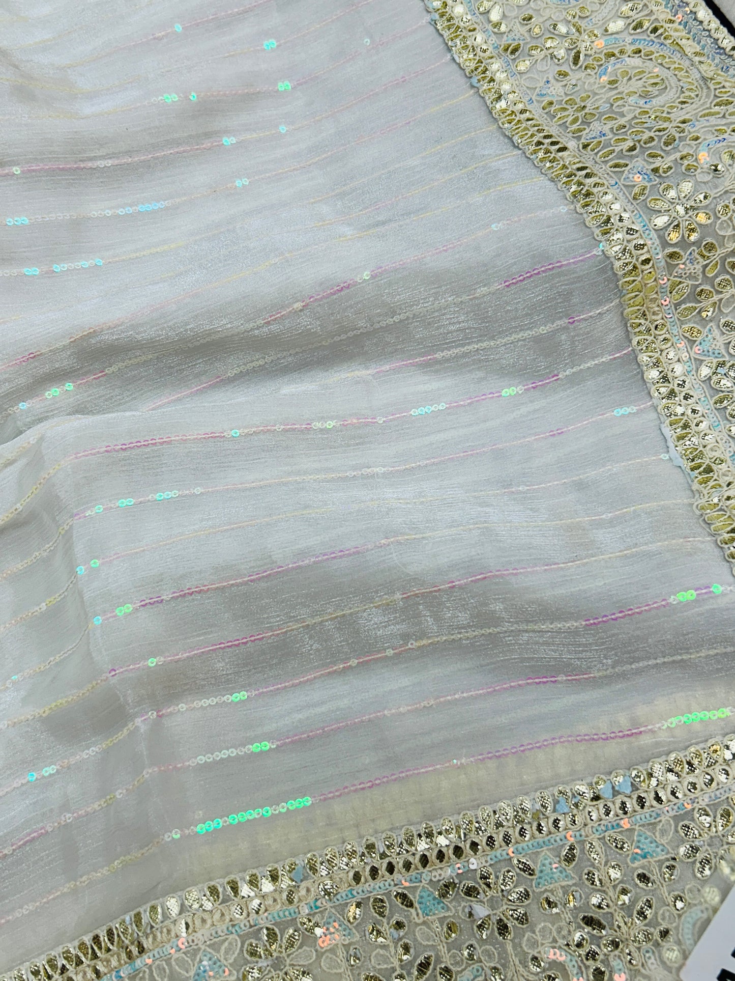 Tissue silk saree with gota Patti work