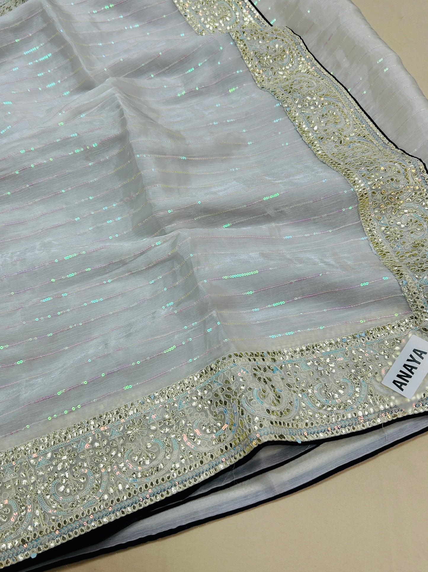 Tissue silk saree with gota Patti work