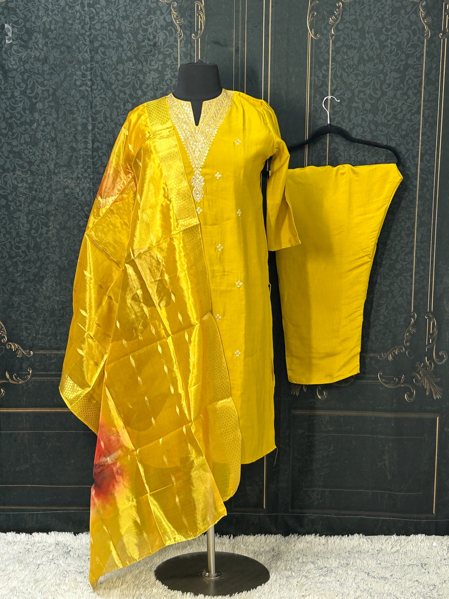 Yellow Modal silk salwar suit / plus size