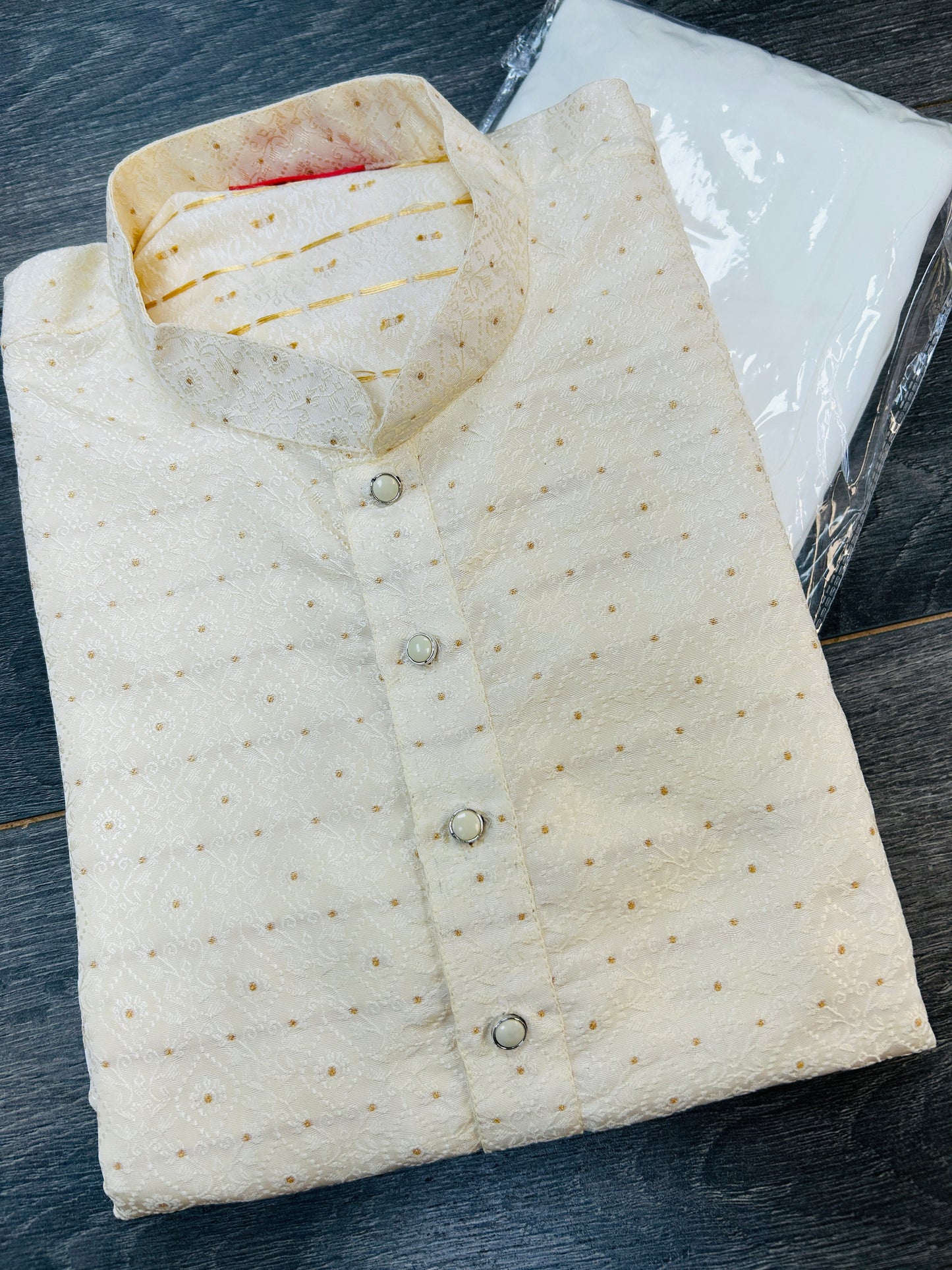 Off white silk kurta set
