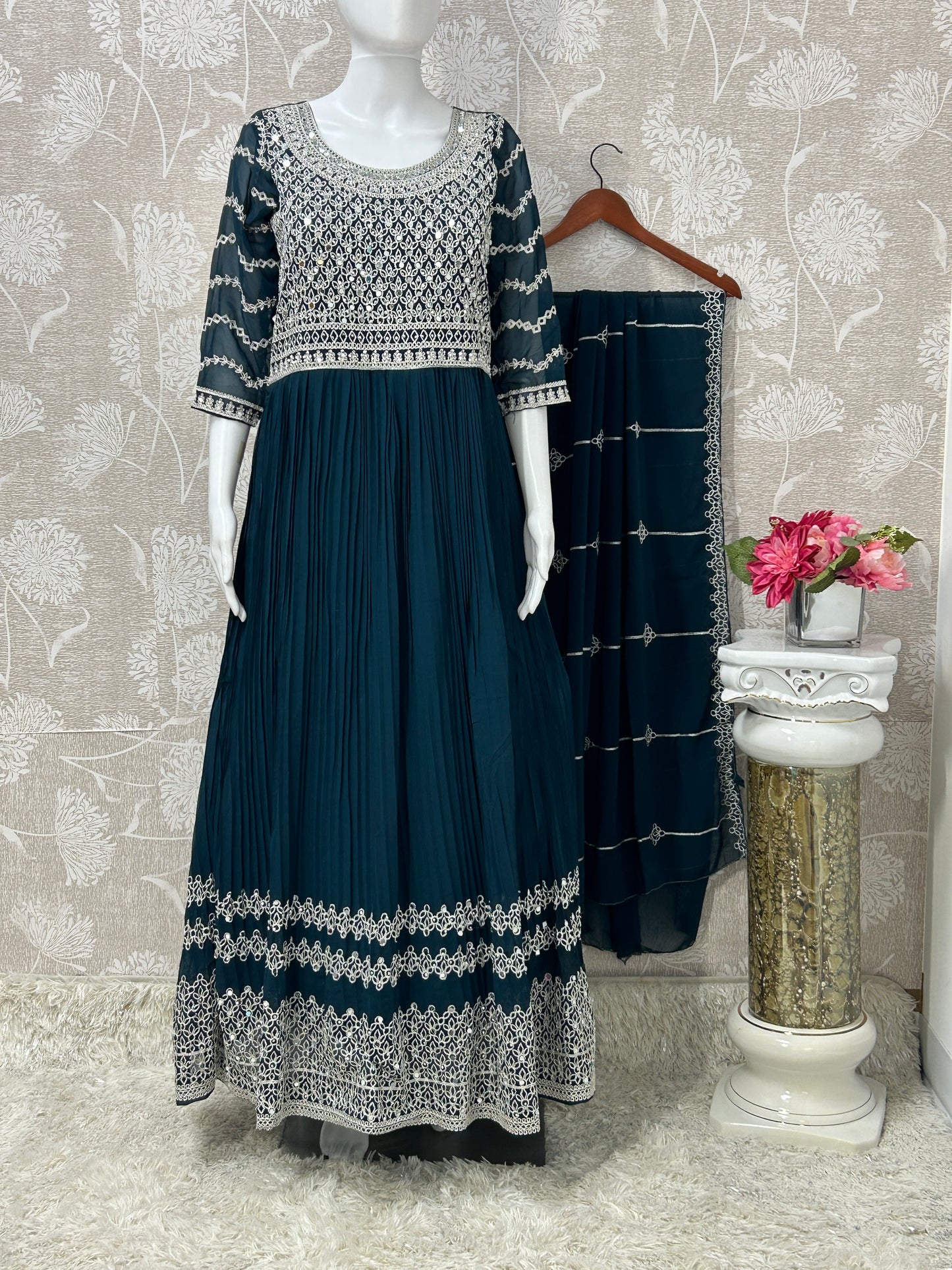 Party wear long gown with dupatta/ Anarkali