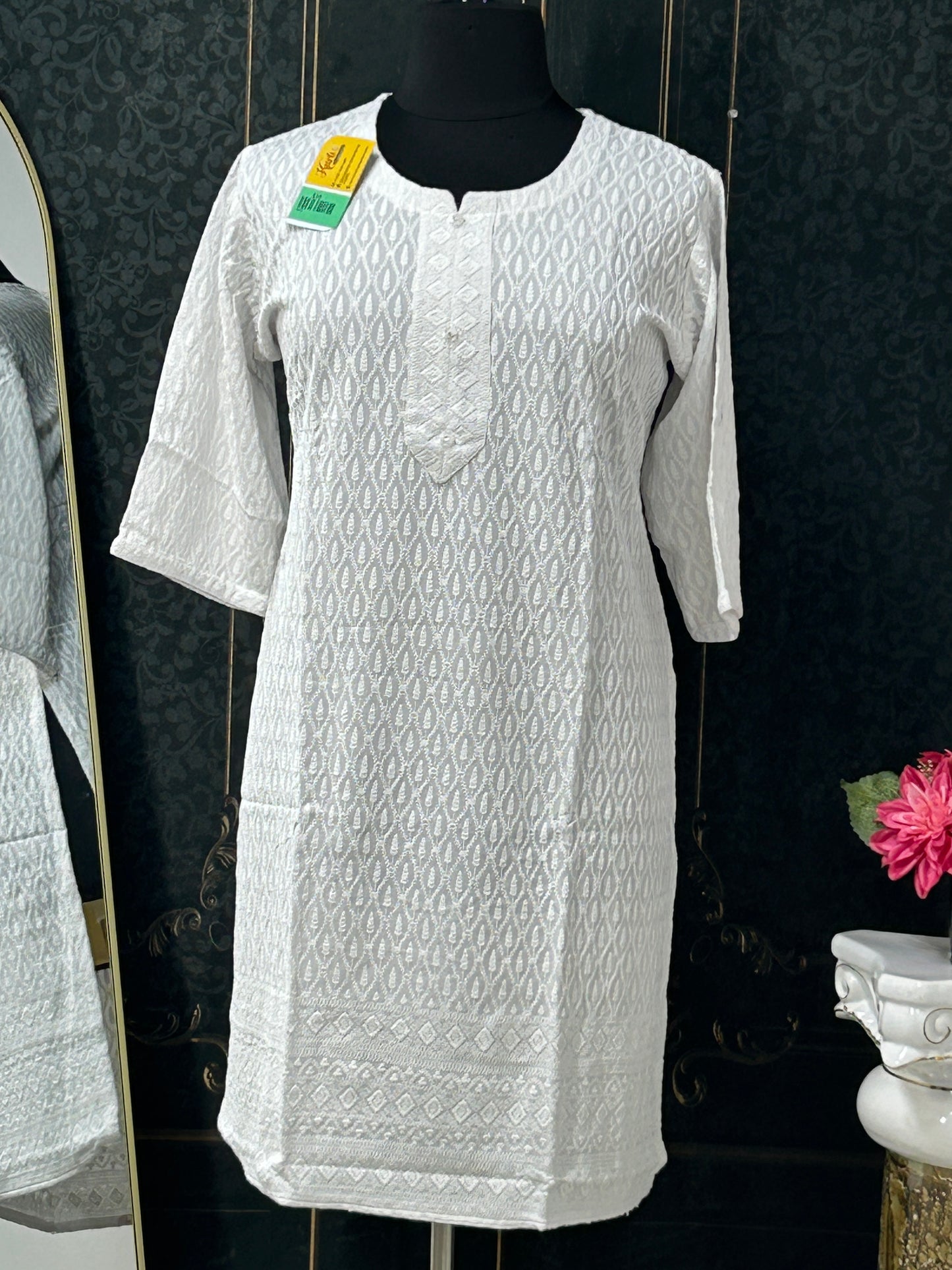 White chikankari kurti : Size 50
