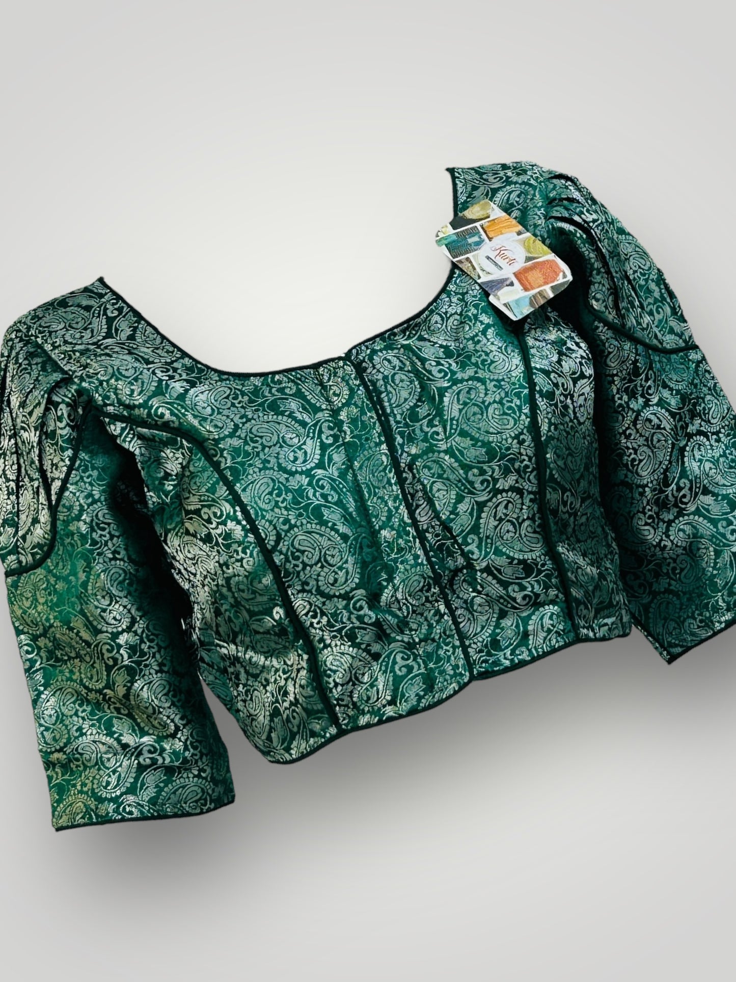 Green- Silver : silk readymade blouse