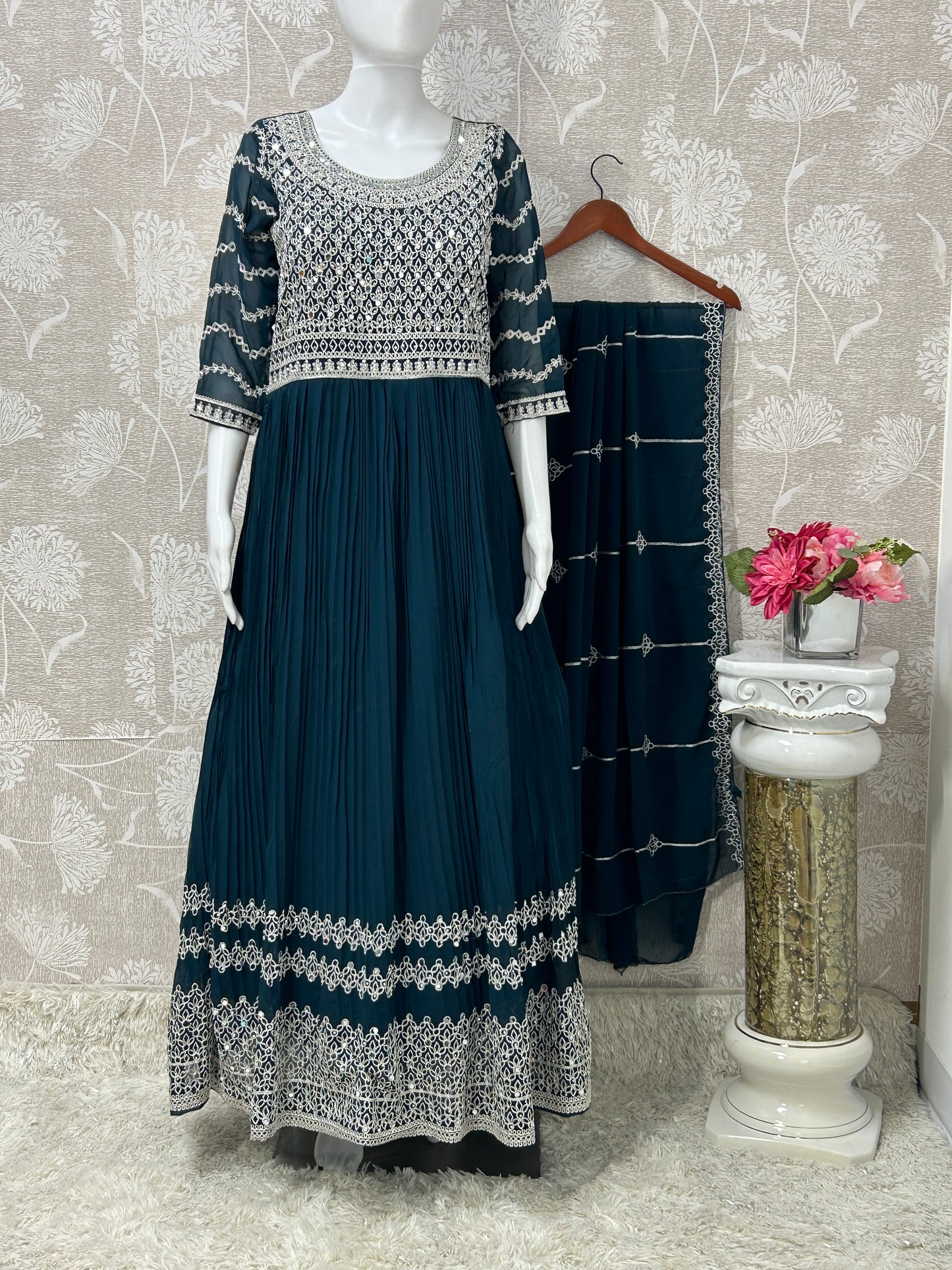 Party wear long gown with dupatta/ Anarkali