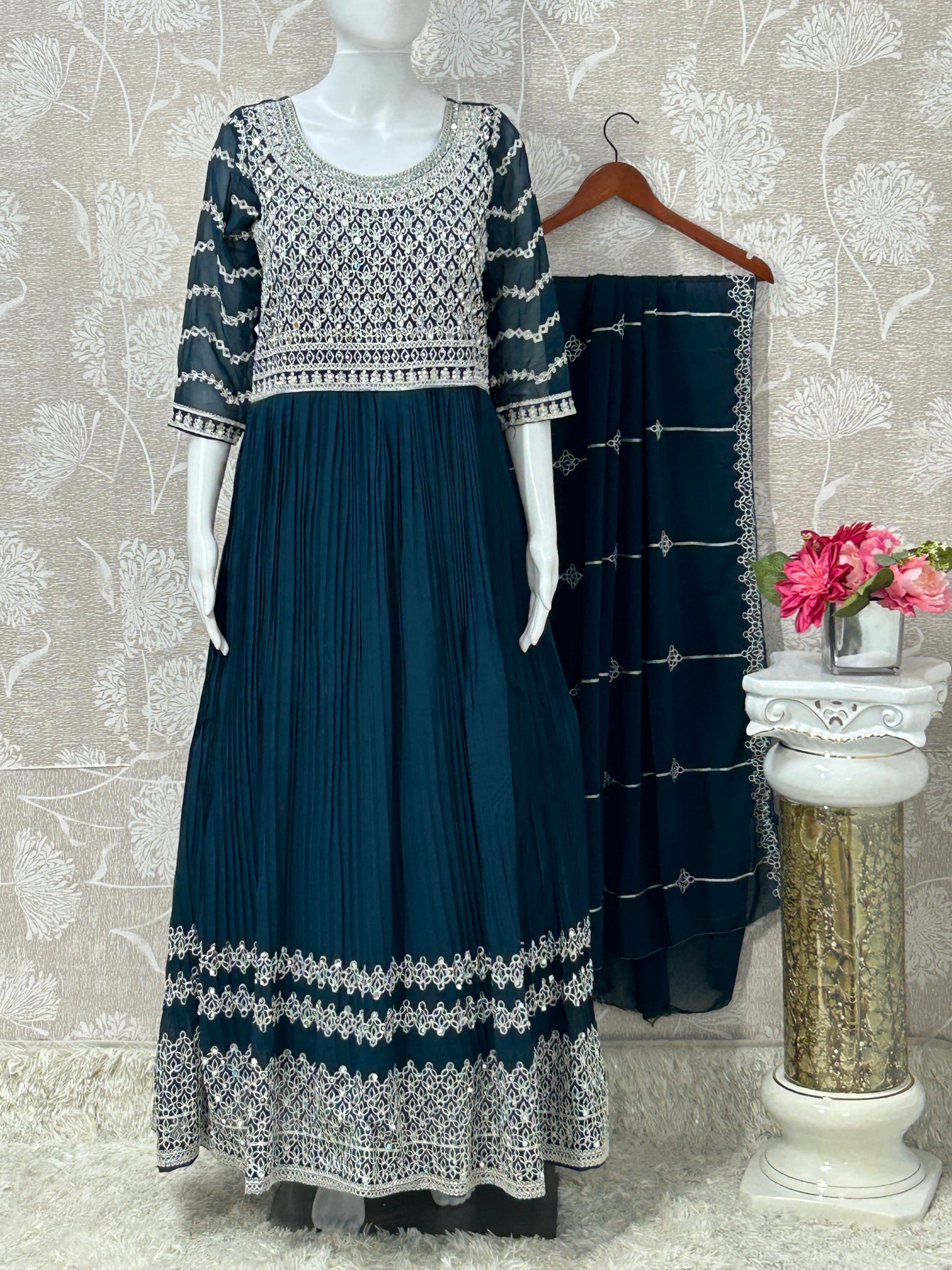 Party wear long gown with dupatta/ Anarkali