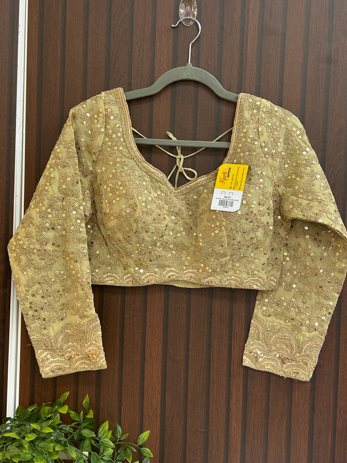 Light gold pure chiffon blouse