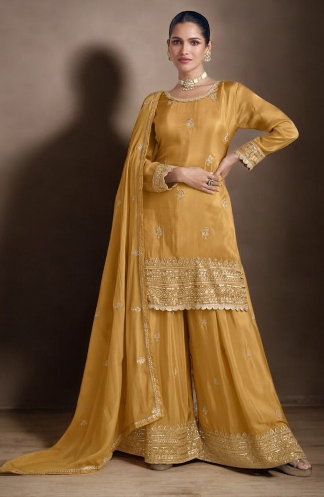 Light yellow sharara set