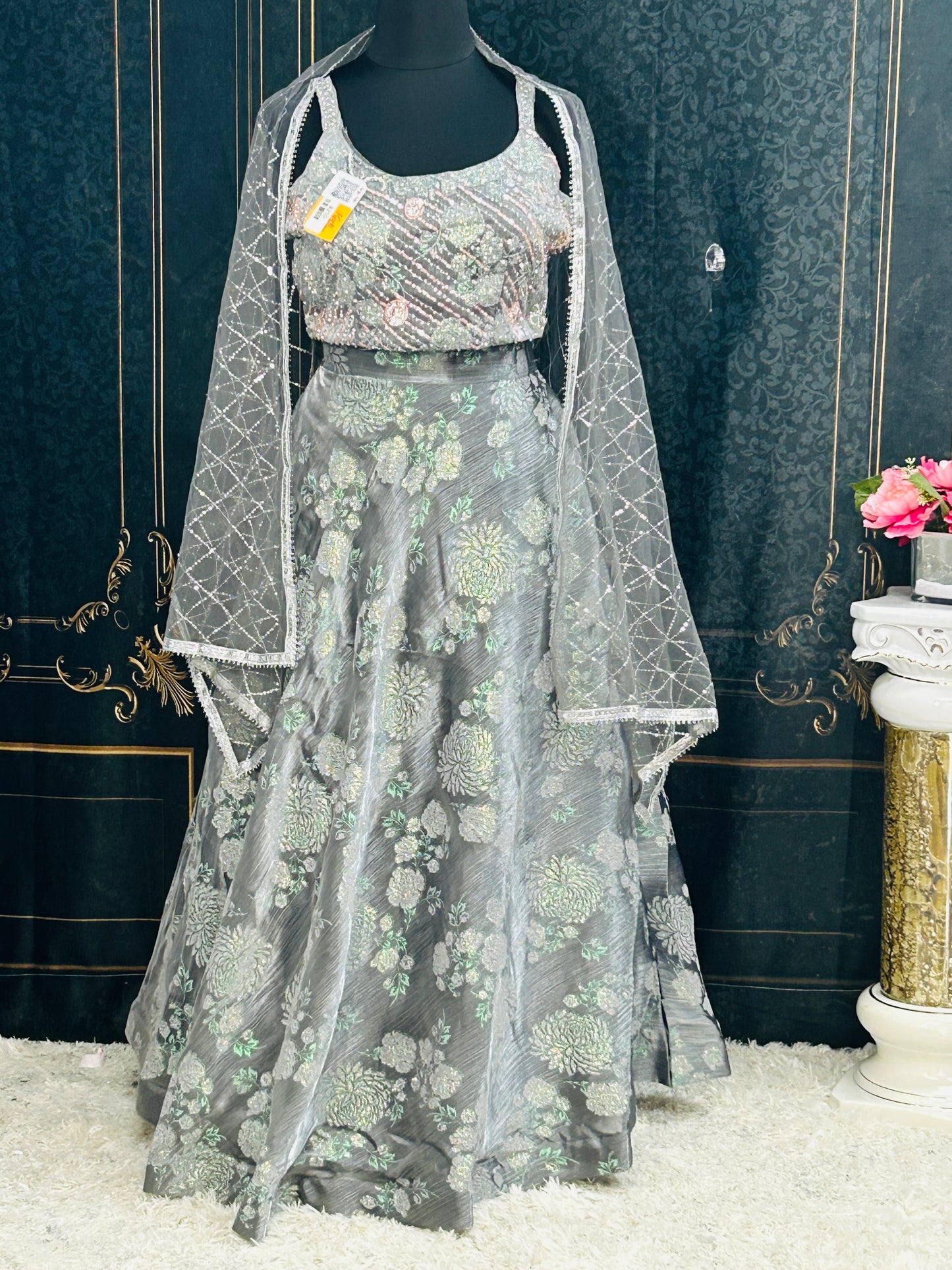 Lehenga Choli set : Silver grey