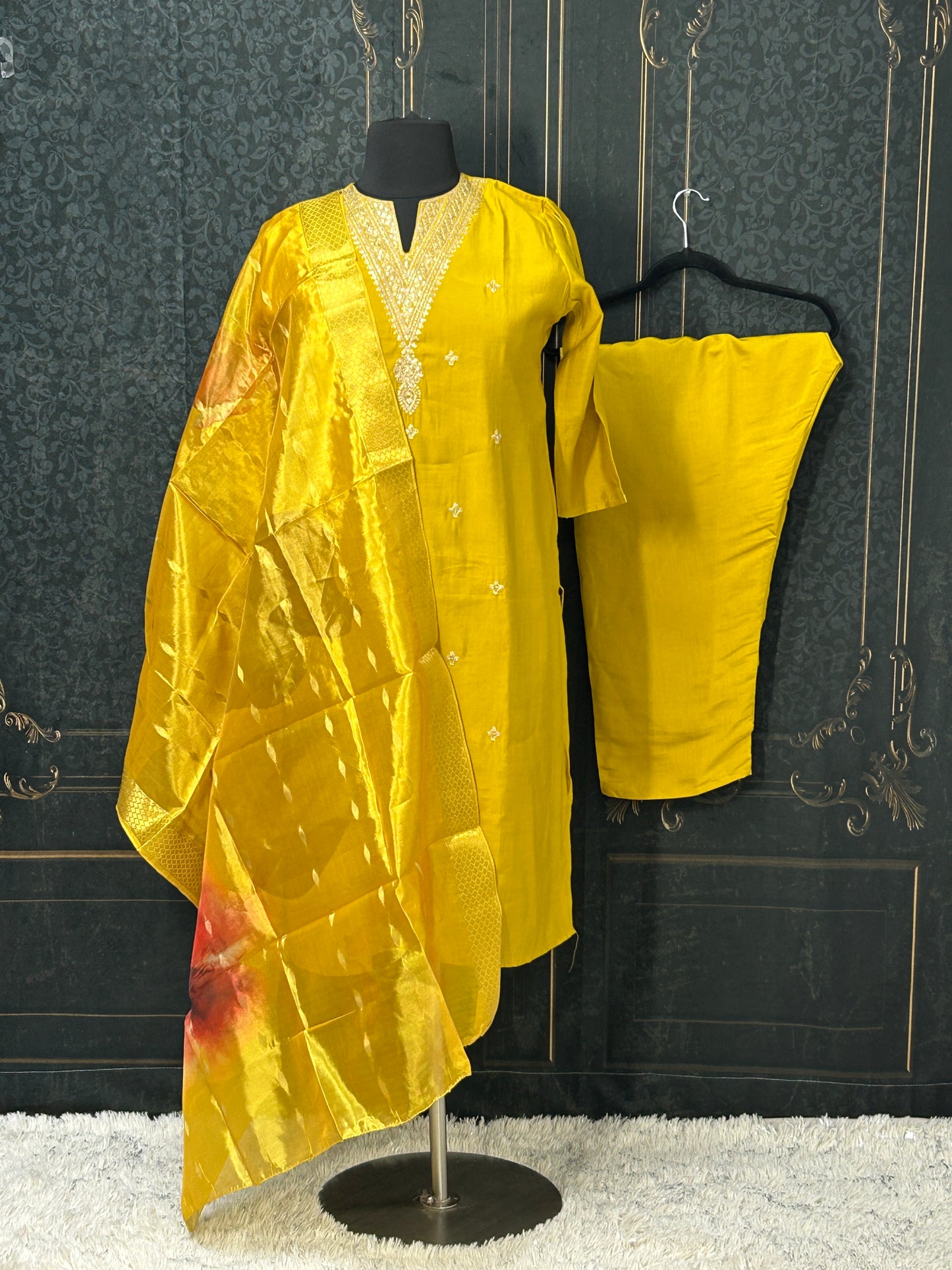 Yellow Modal silk salwar suit / plus size
