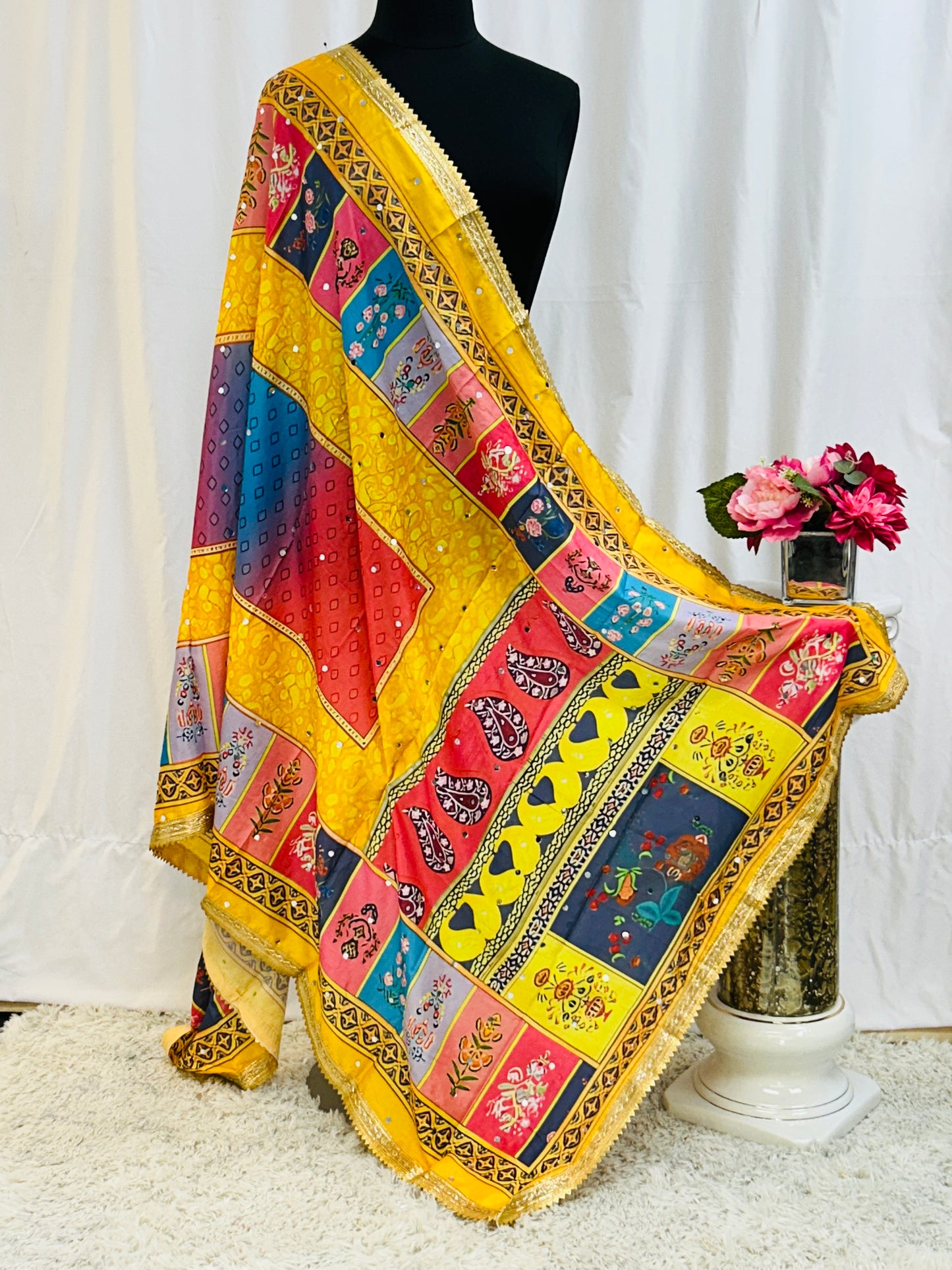 Multi color soft silk dupatta