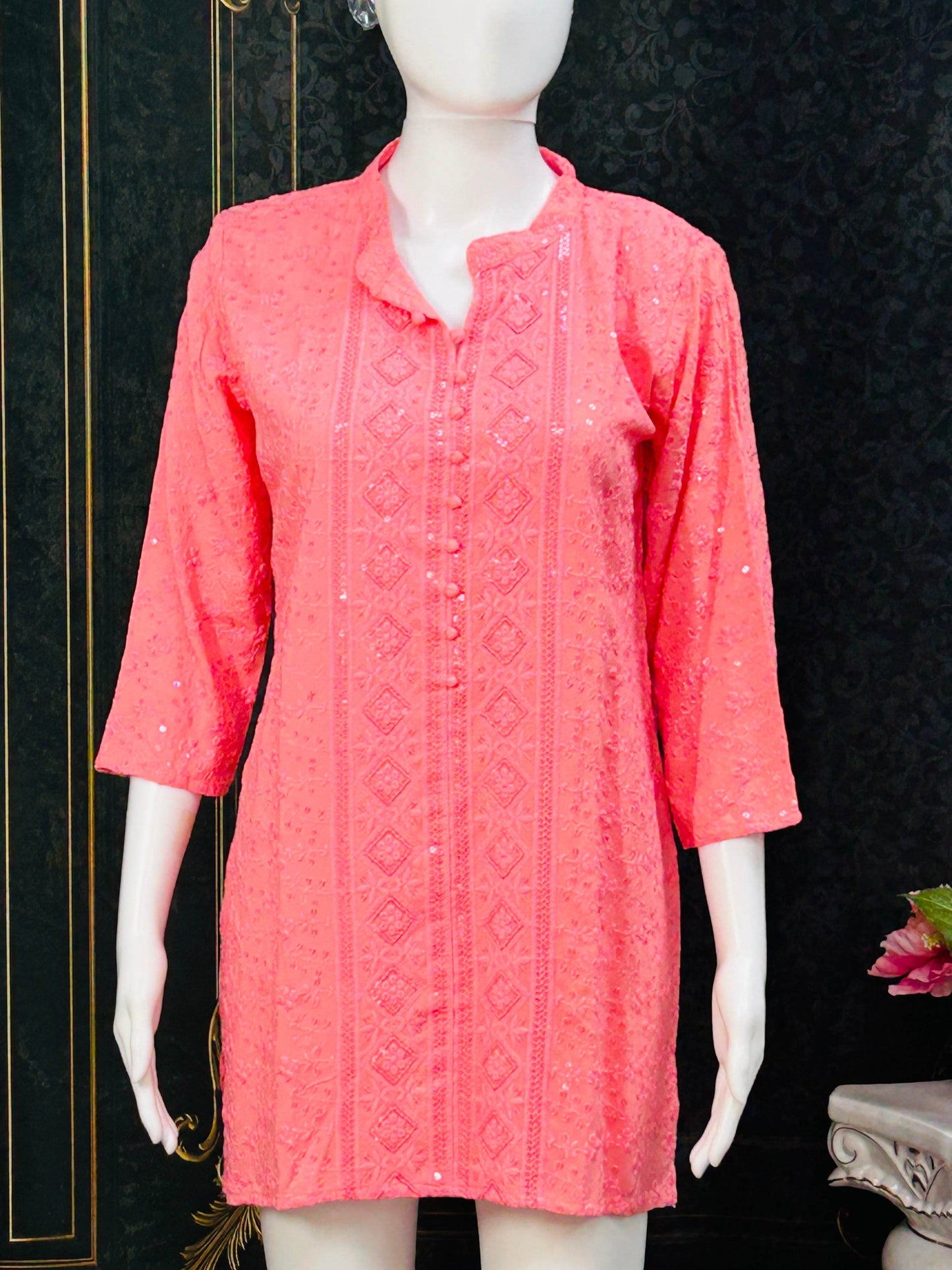 Chikankari short kurti - Kurti Connection USA