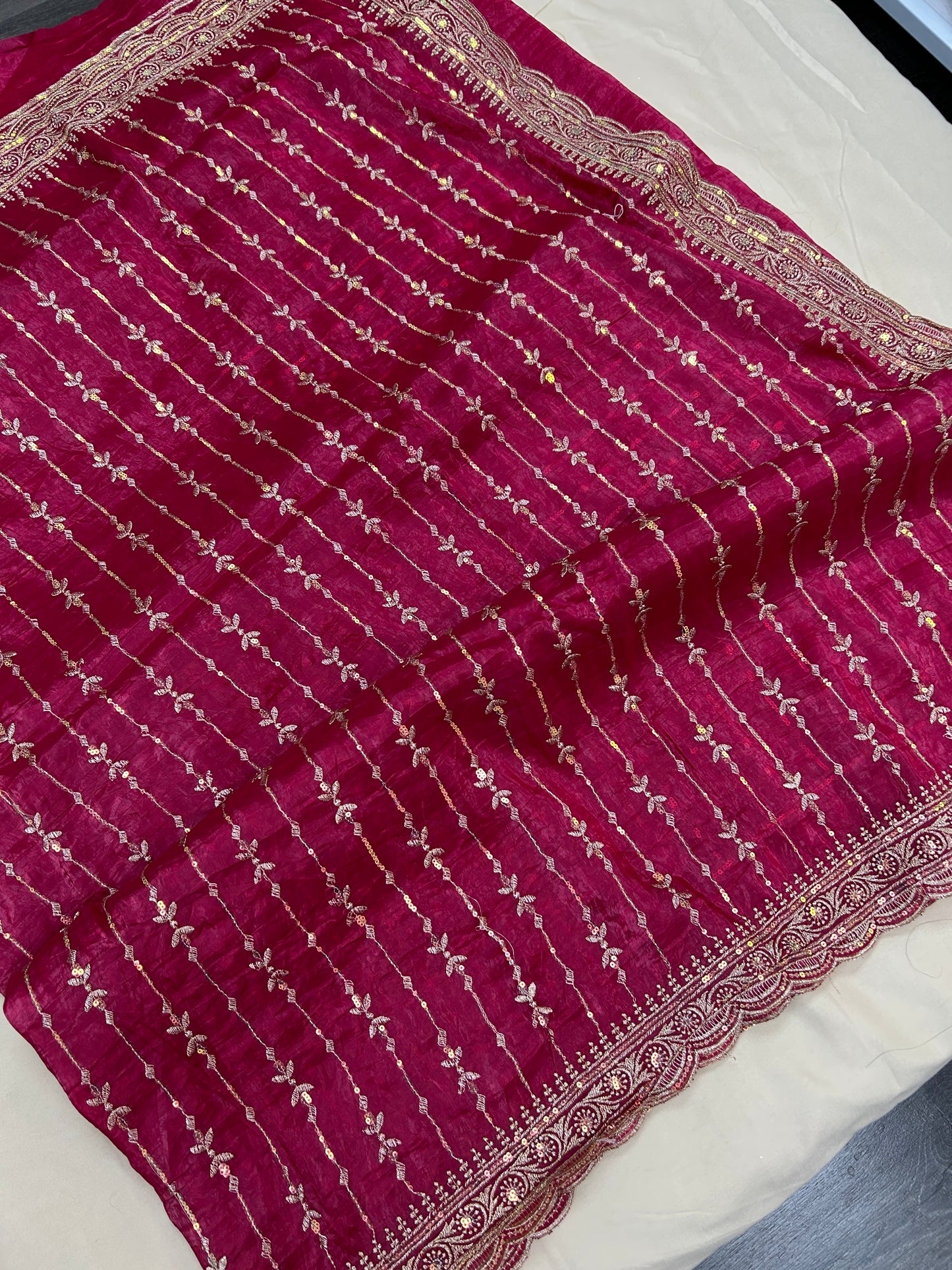 Glass tissue silk saree with blouse piece