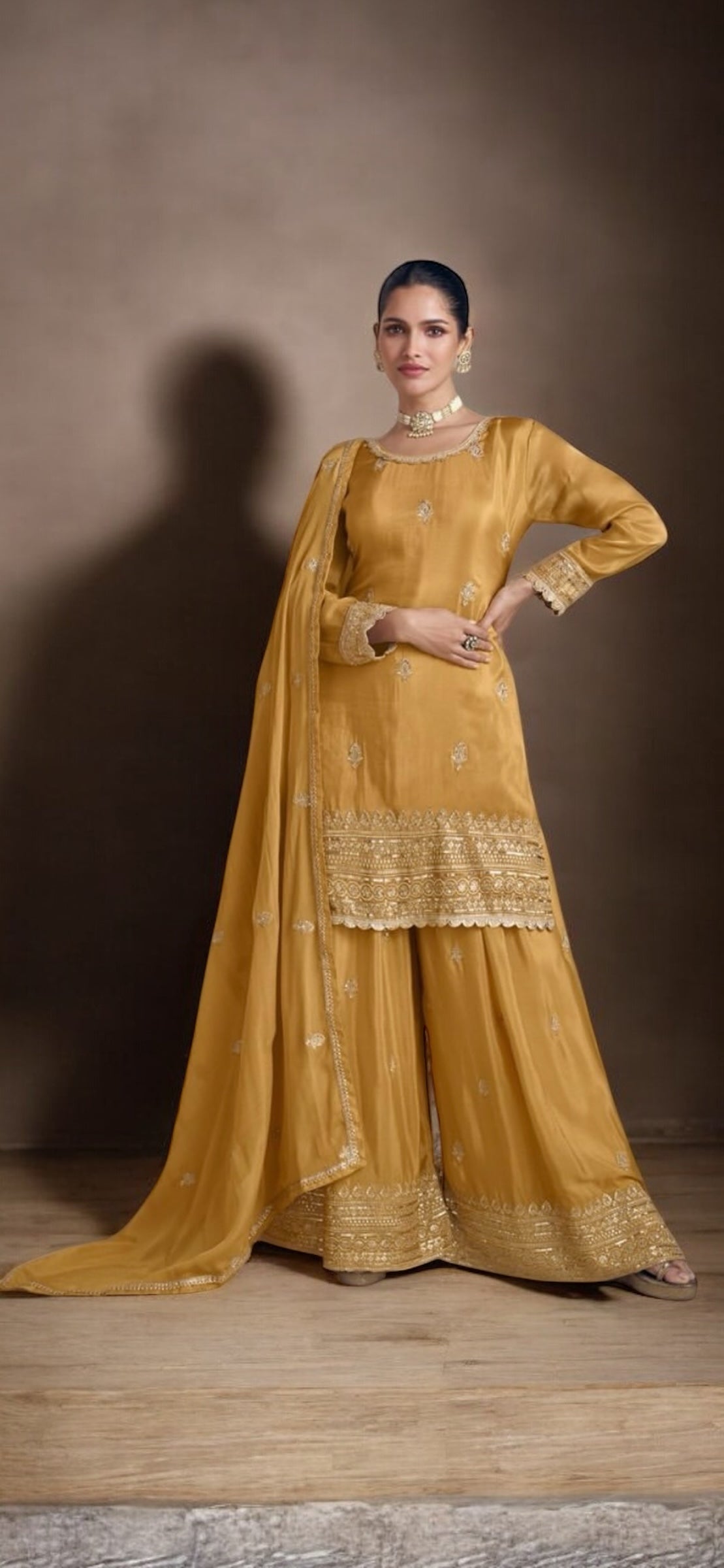 Light yellow sharara set