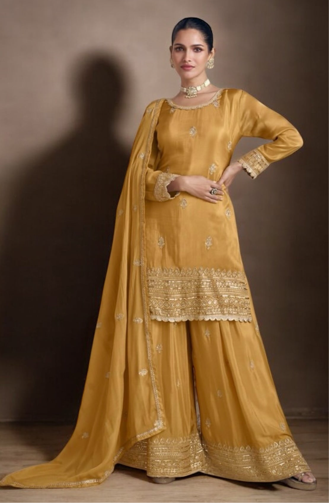 Light yellow sharara set