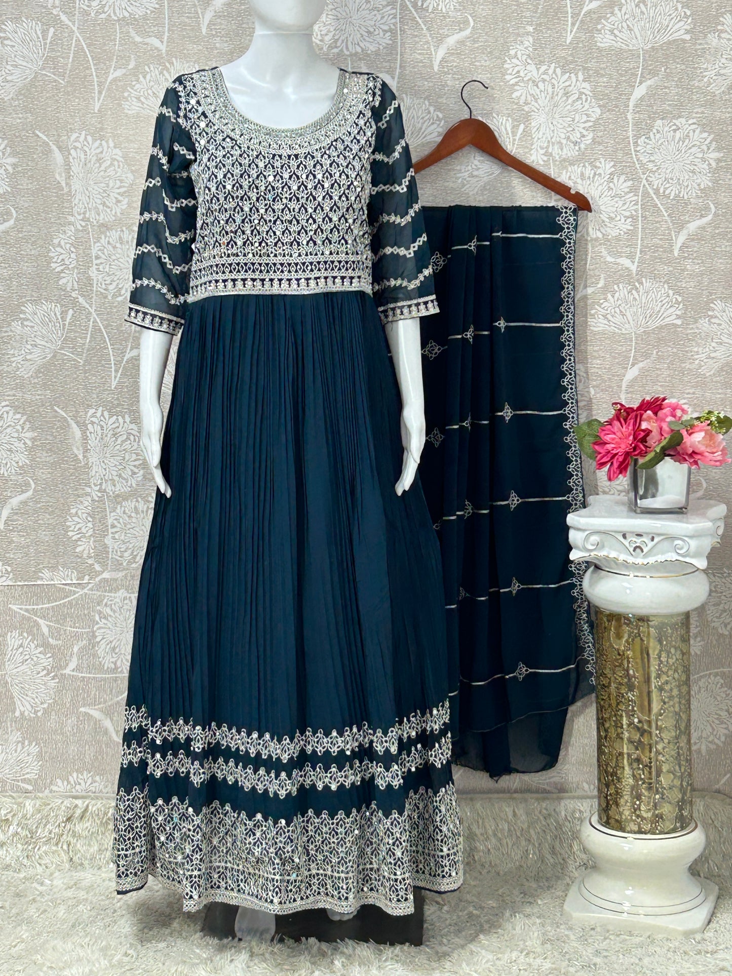 Party wear long gown with dupatta/ Anarkali