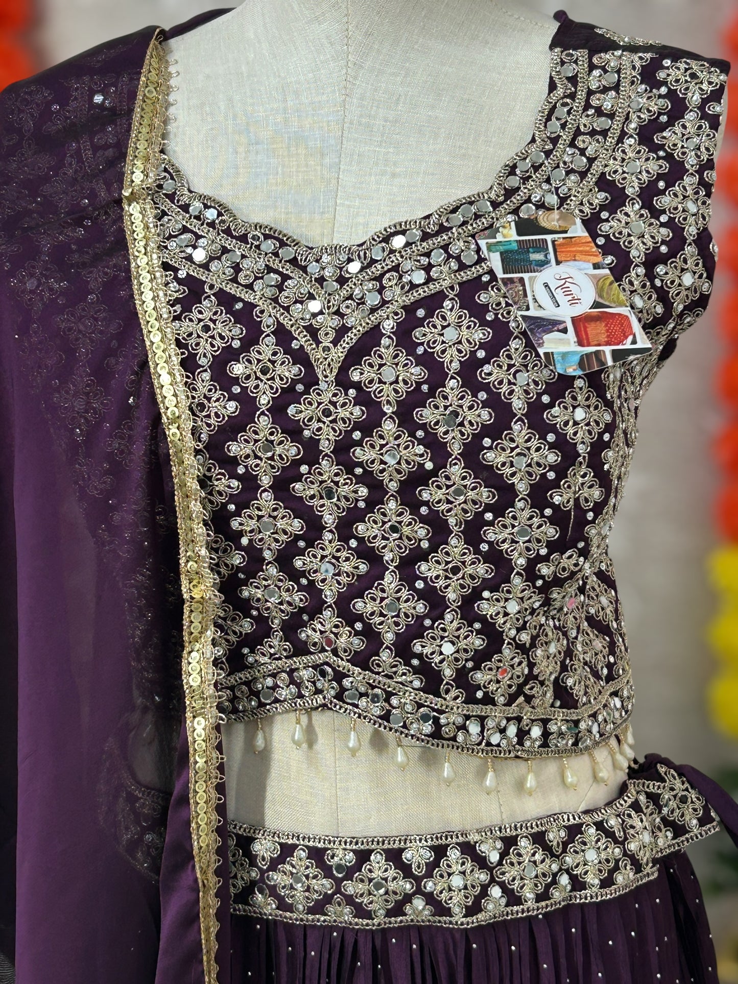 Chinon silk lehenga Choli set