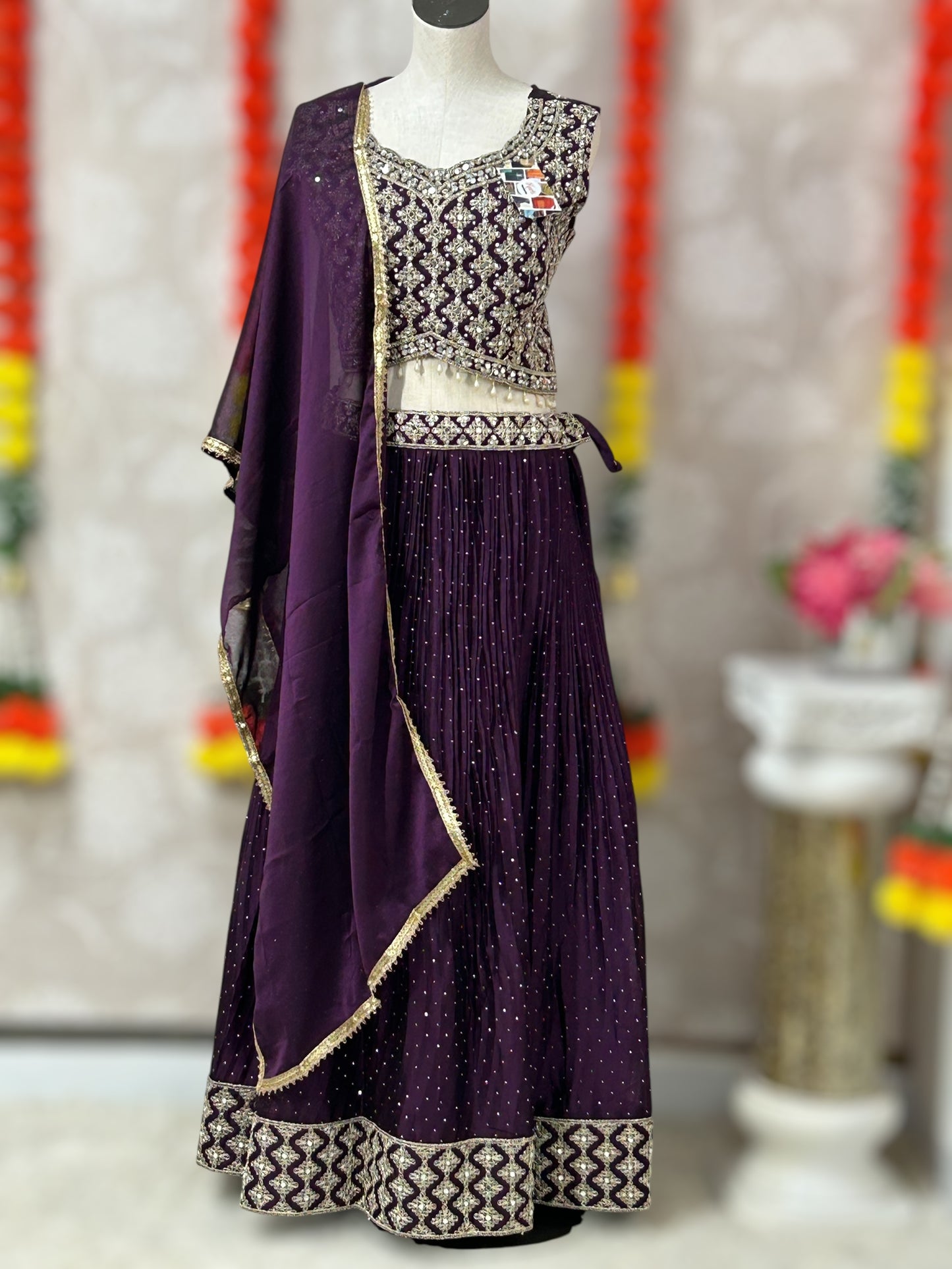 Chinon silk lehenga Choli set