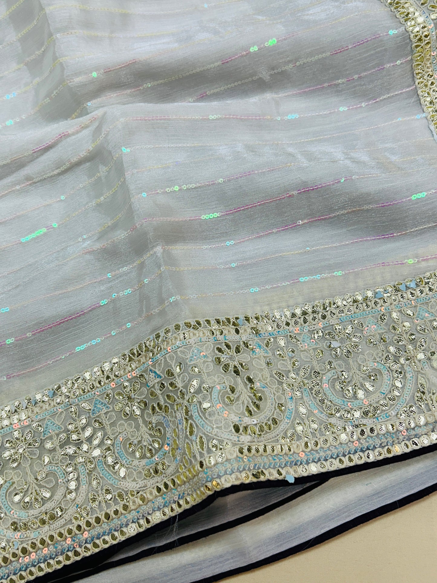 Tissue silk saree with gota Patti work