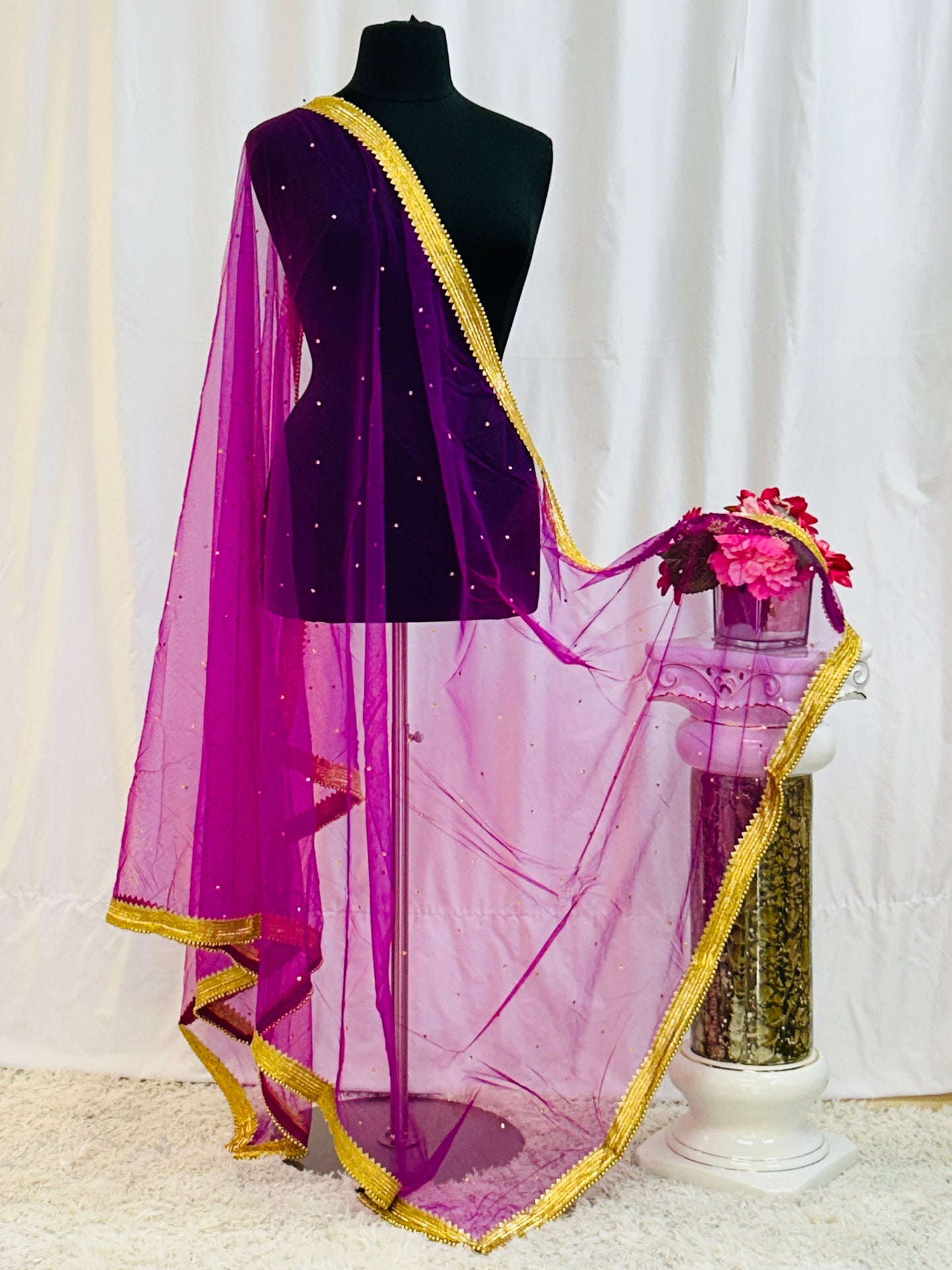 Dark pink dupatta