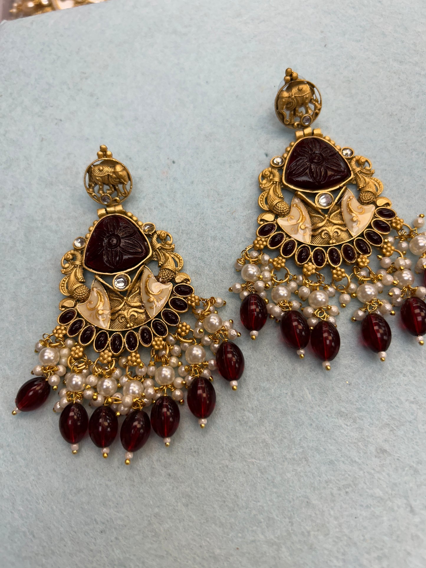 Antique gold finish earrings