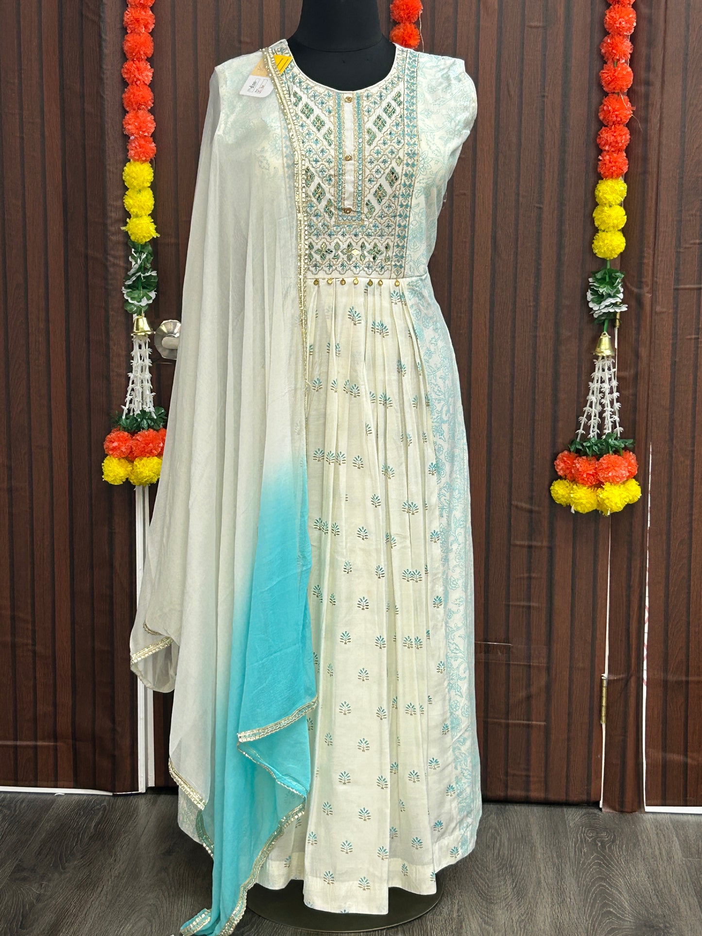 Cotton silk long kurti set