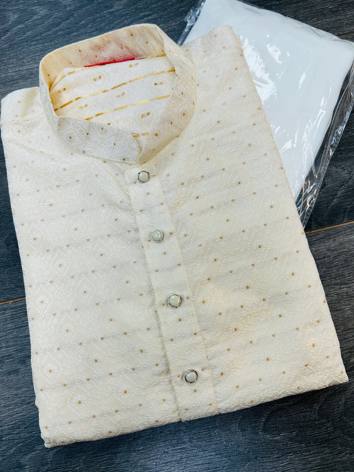 Off white silk kurta set