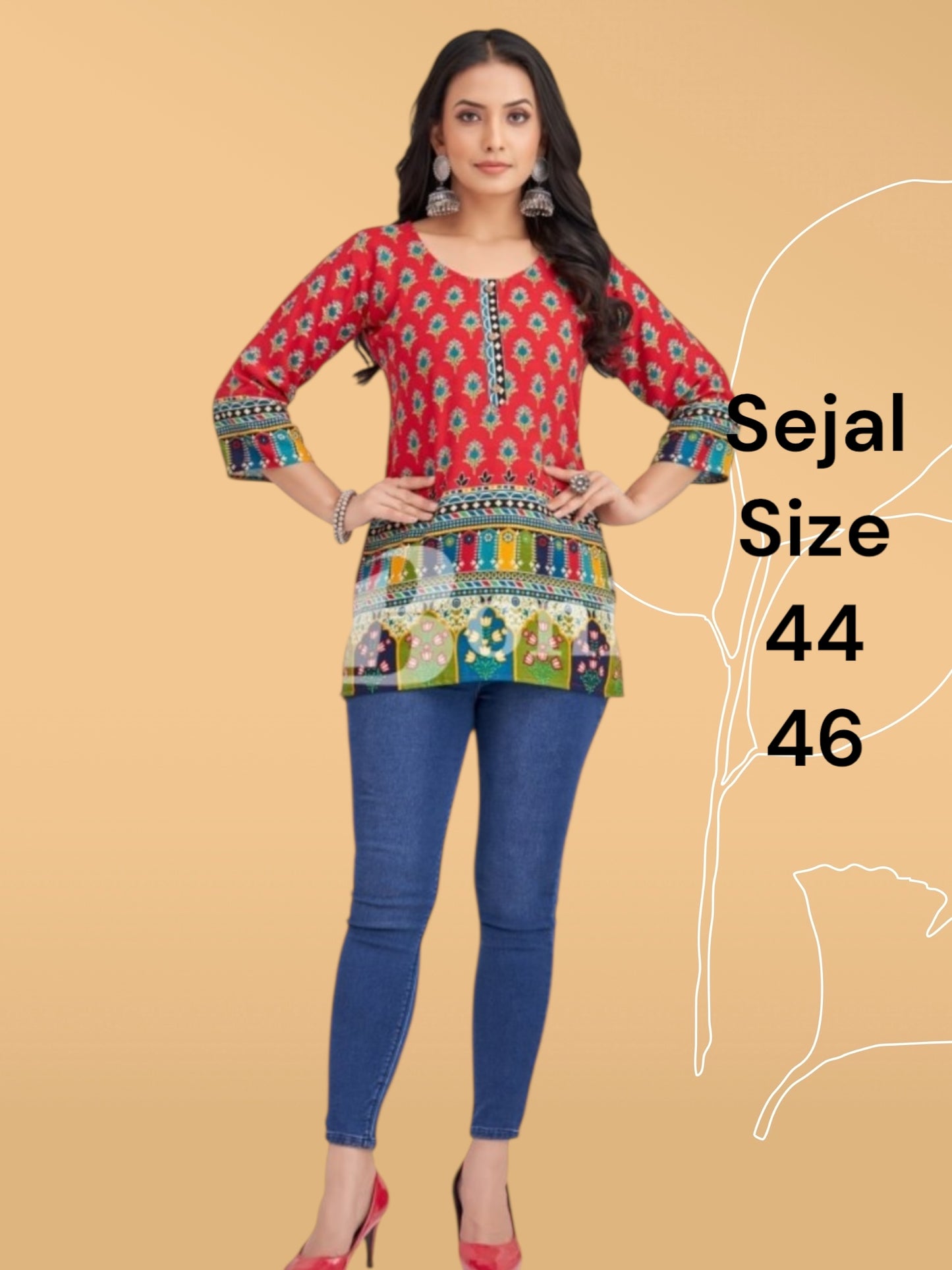 Sejal : cotton short kurtis