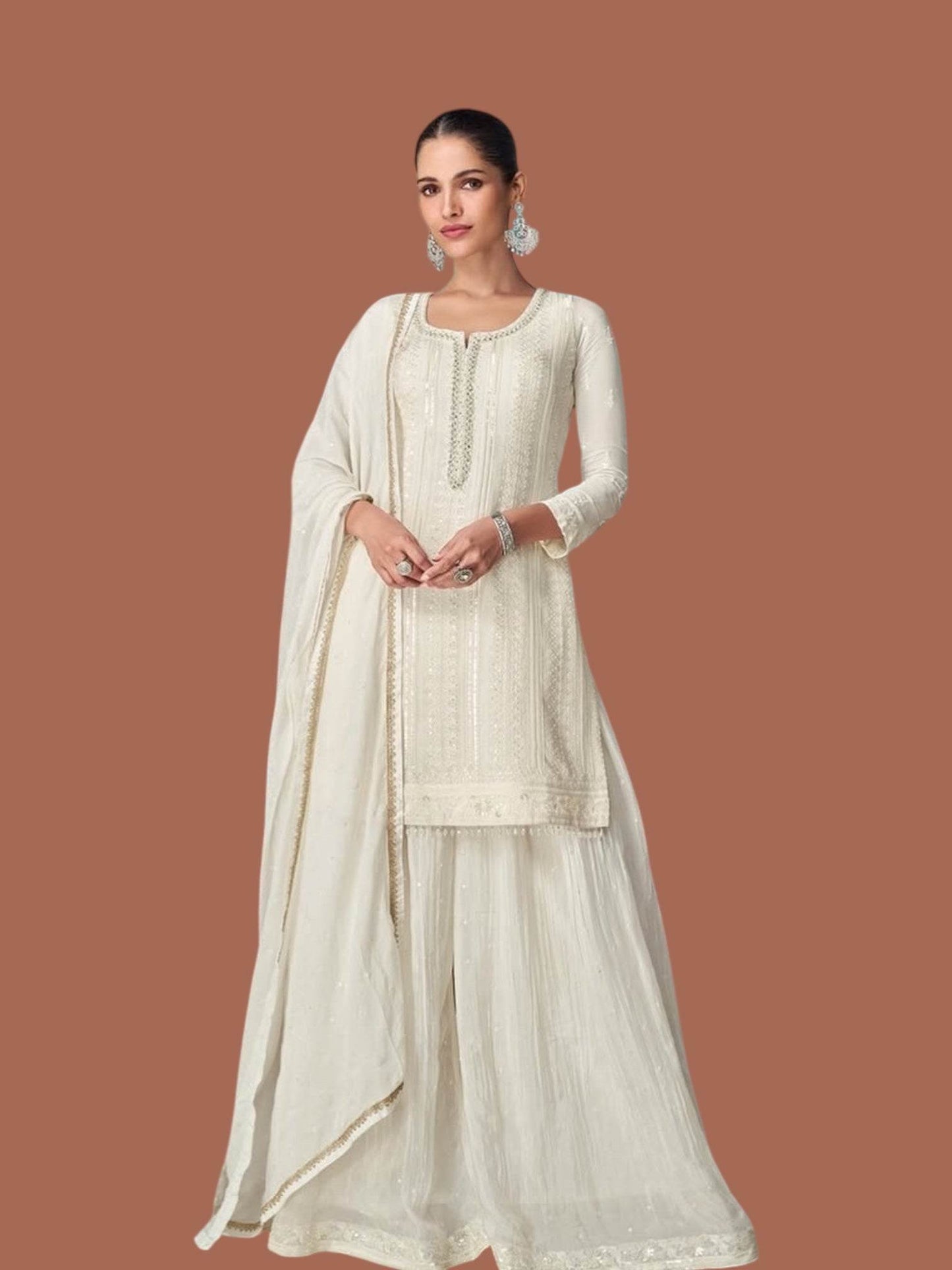 Chikankari work sharara suit - Kurti Connection USA