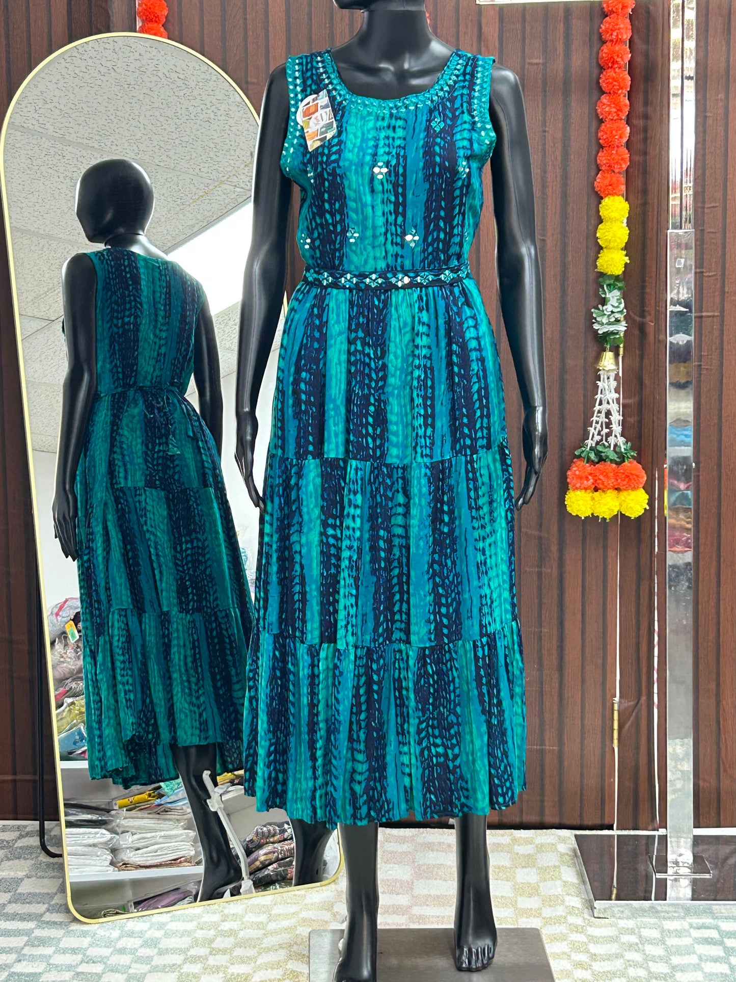 Rayon long kurti : shibori print