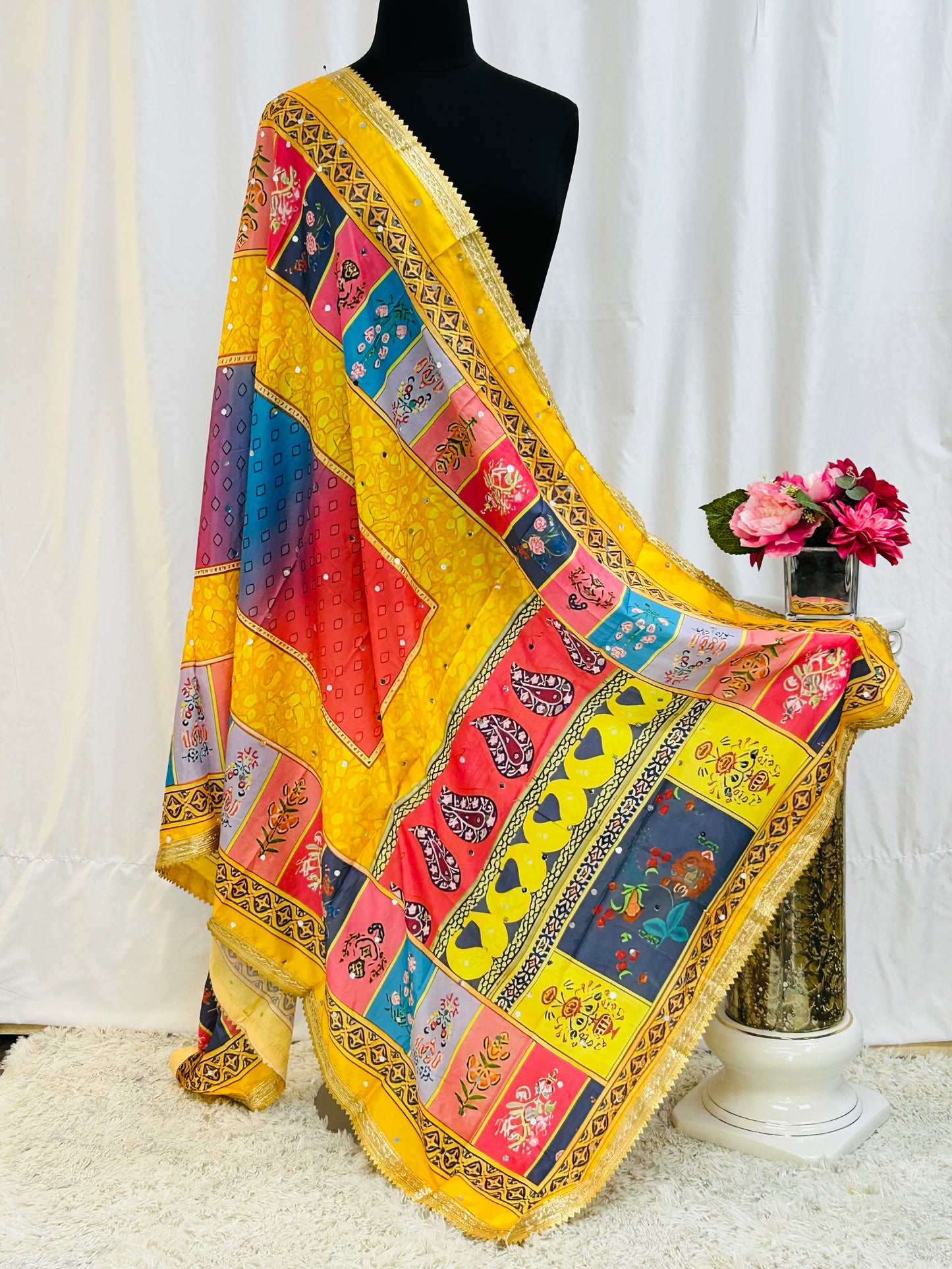 Multi color soft silk dupatta