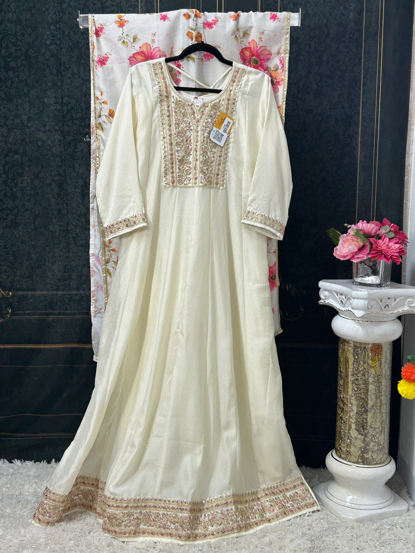 Silk long kurti set
