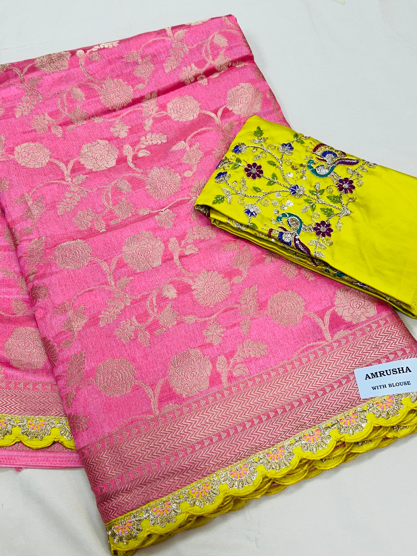 Silk saree with designer blouse piece