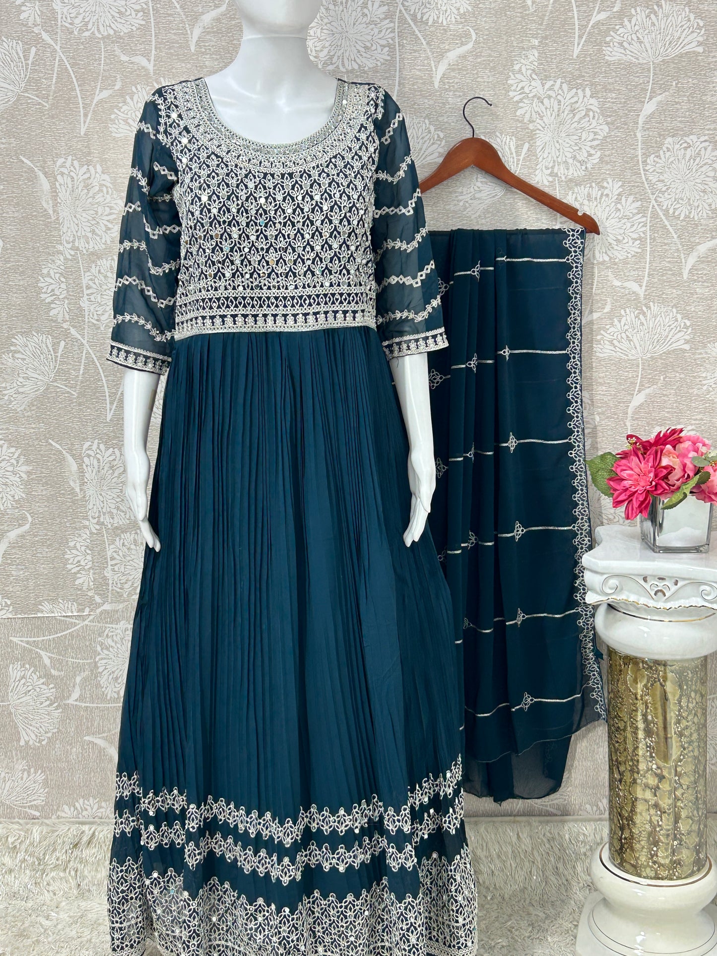 Party wear long gown with dupatta/ Anarkali